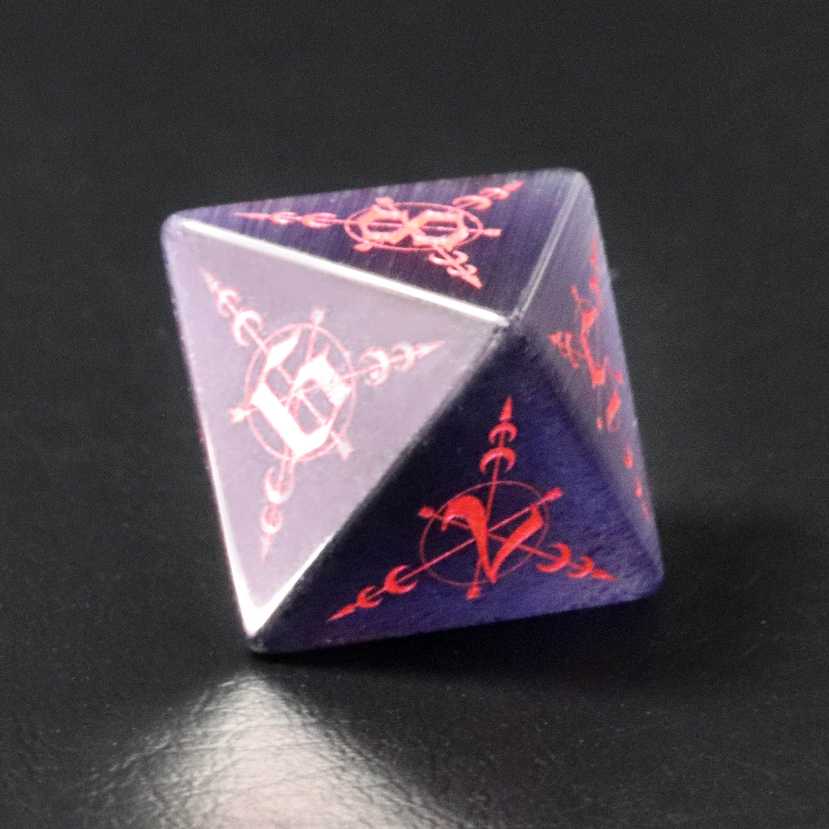 Moon Magic Cat's Eye Engraved Gemstone Dice Set - DragonStone