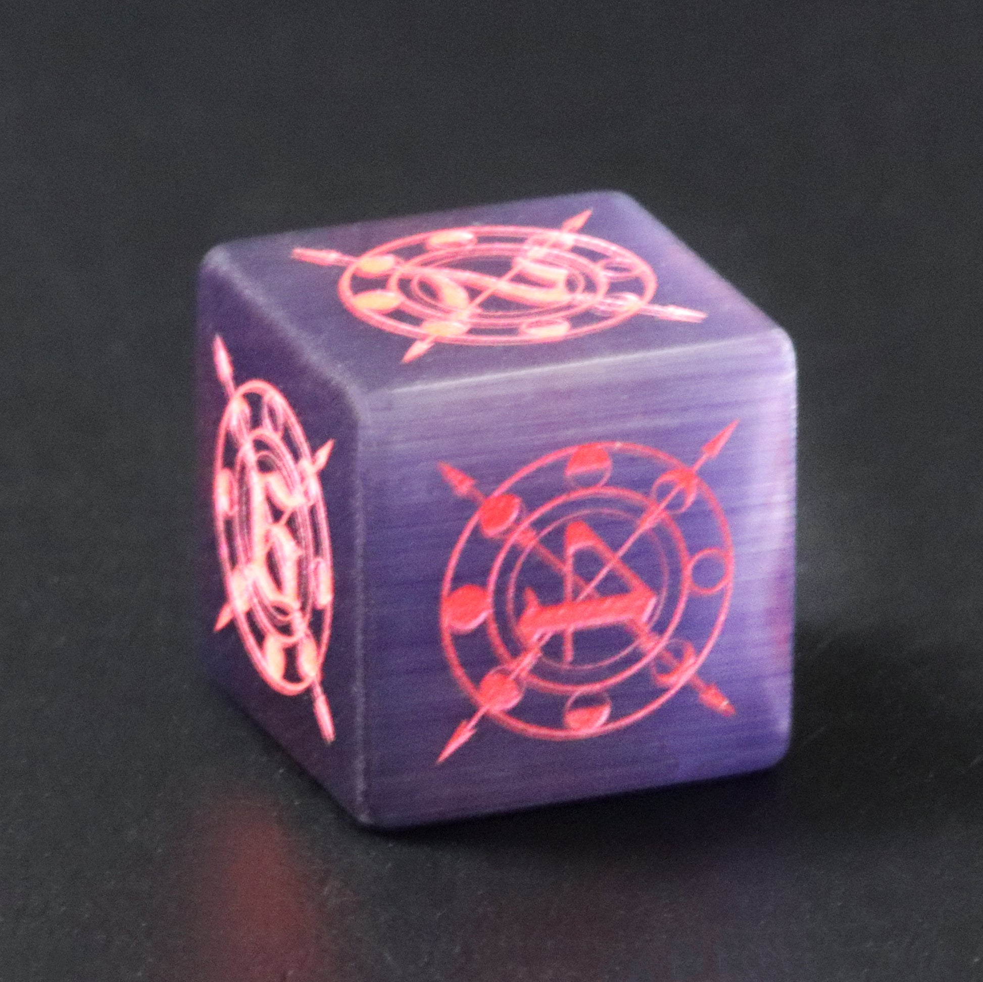 Moon Magic Cat's Eye Engraved Gemstone Dice Set - DragonStone