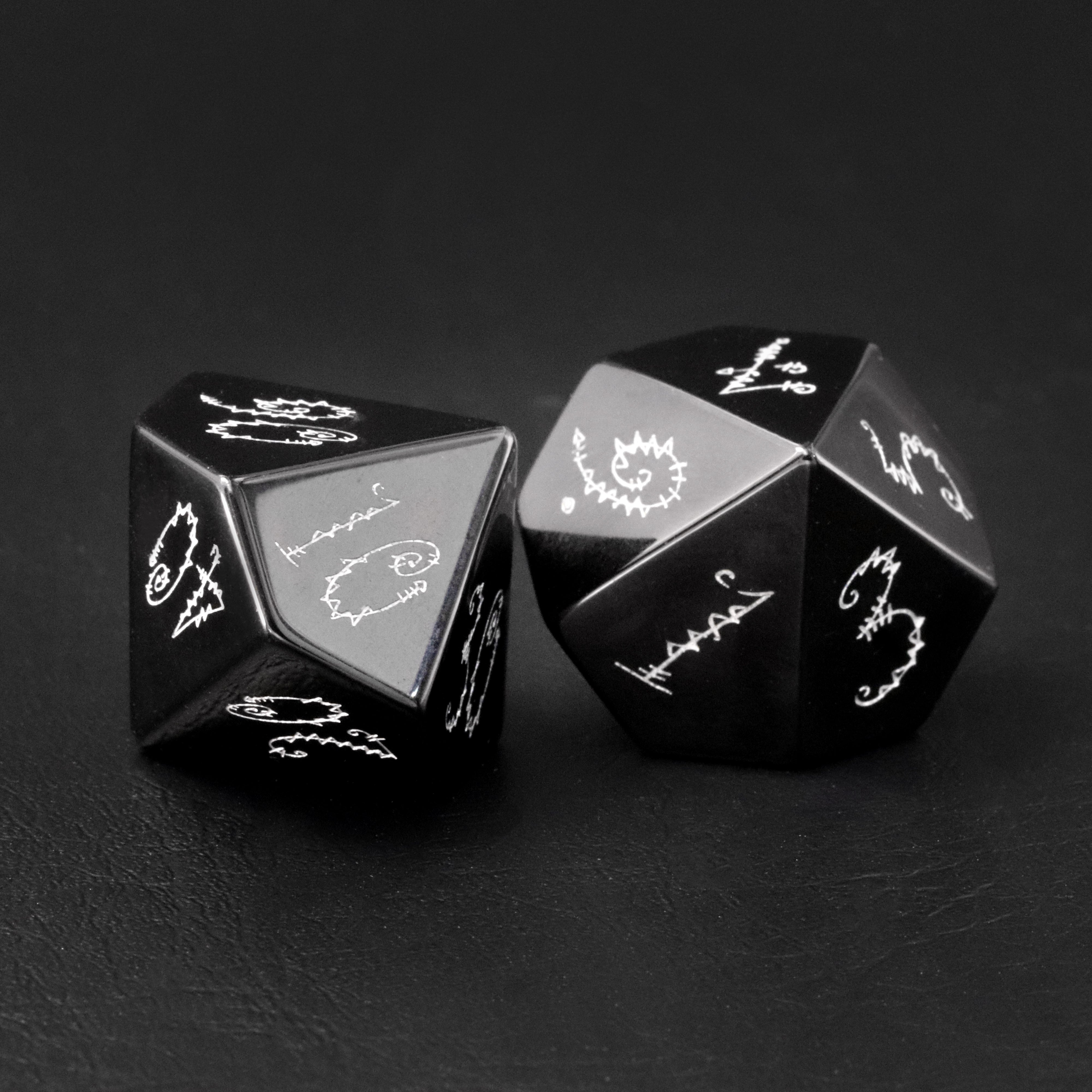 Patch Obsidian Engraved Gemstone Dice Set - DragonStone