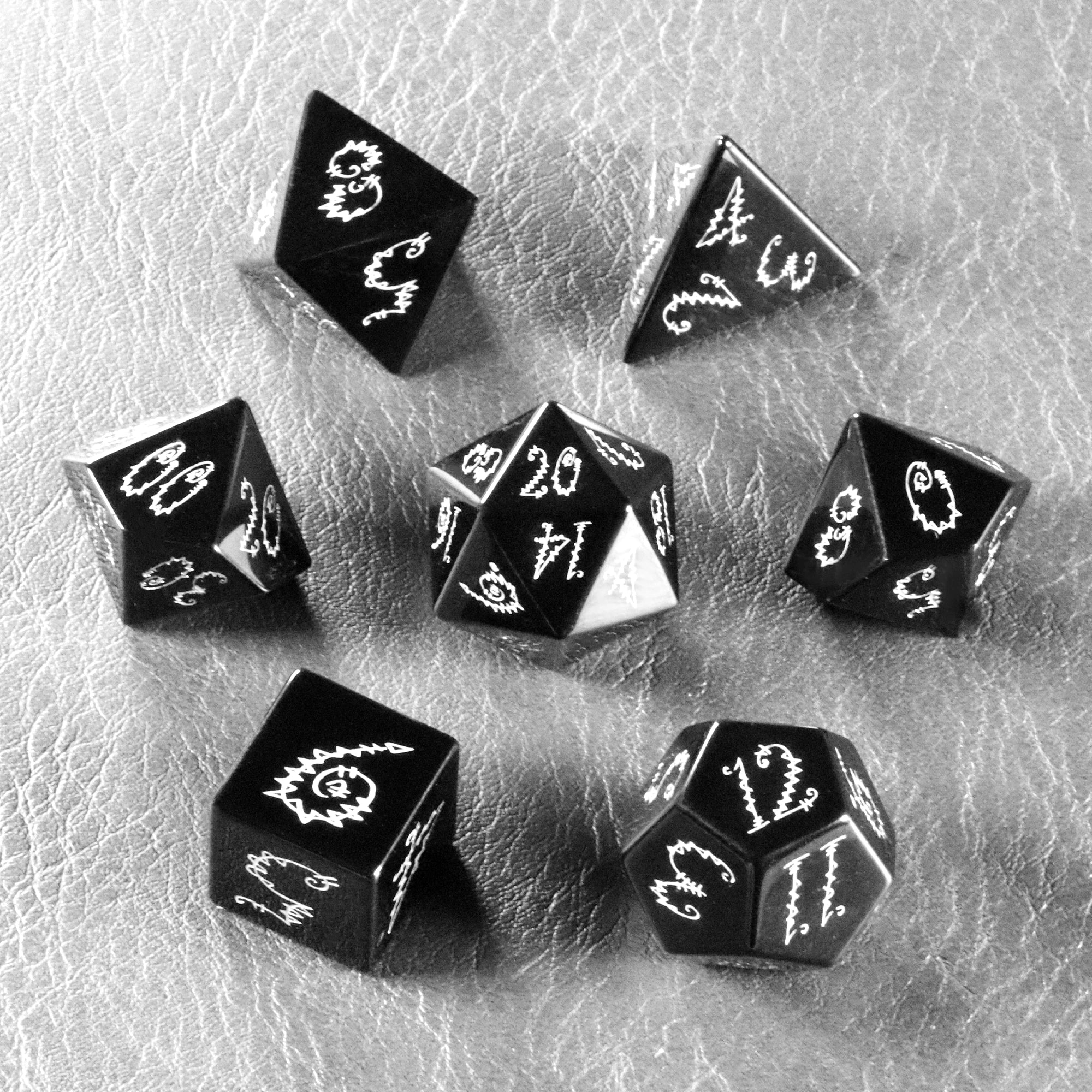 Patch Obsidian Engraved Gemstone Dice Set - DragonStone