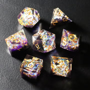 Purple Rose Candy Wrapper Holographic Resin Dice Set - DragonStone