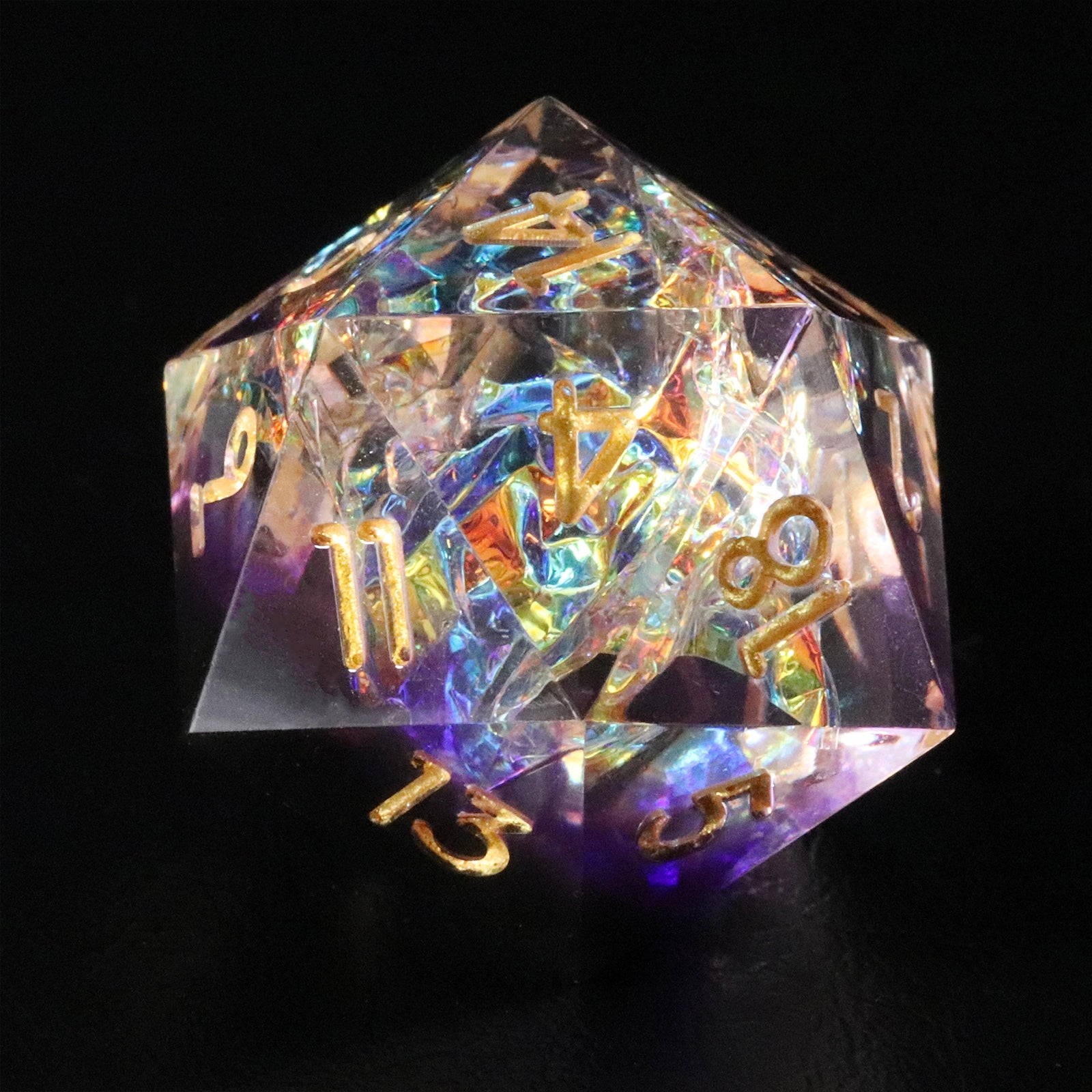 Purple Rose Candy Wrapper Holographic Resin Dice Set - DragonStone