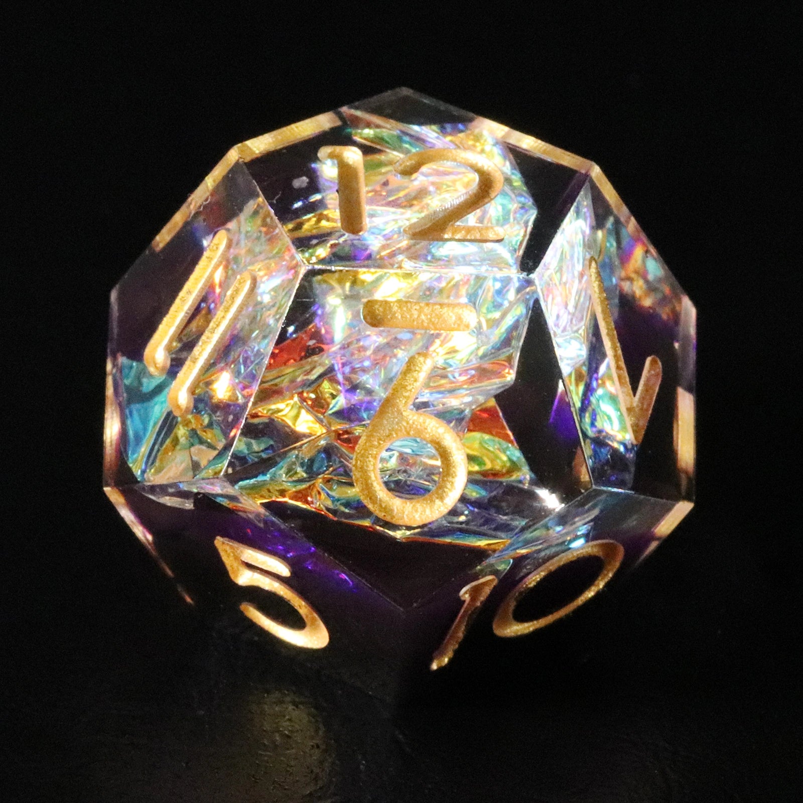 Purple Rose Candy Wrapper Holographic Resin Dice Set - DragonStone