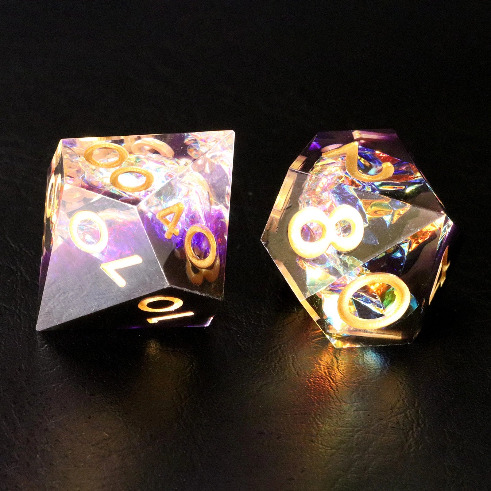Purple Rose Candy Wrapper Holographic Resin Dice Set - DragonStone