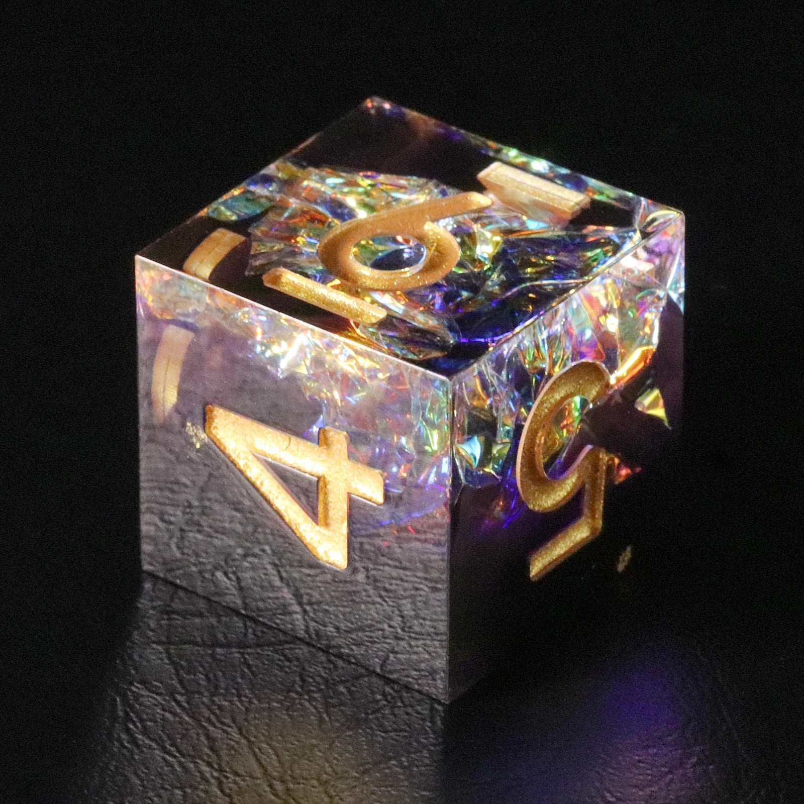 Purple Rose Candy Wrapper Holographic Resin Dice Set - DragonStone