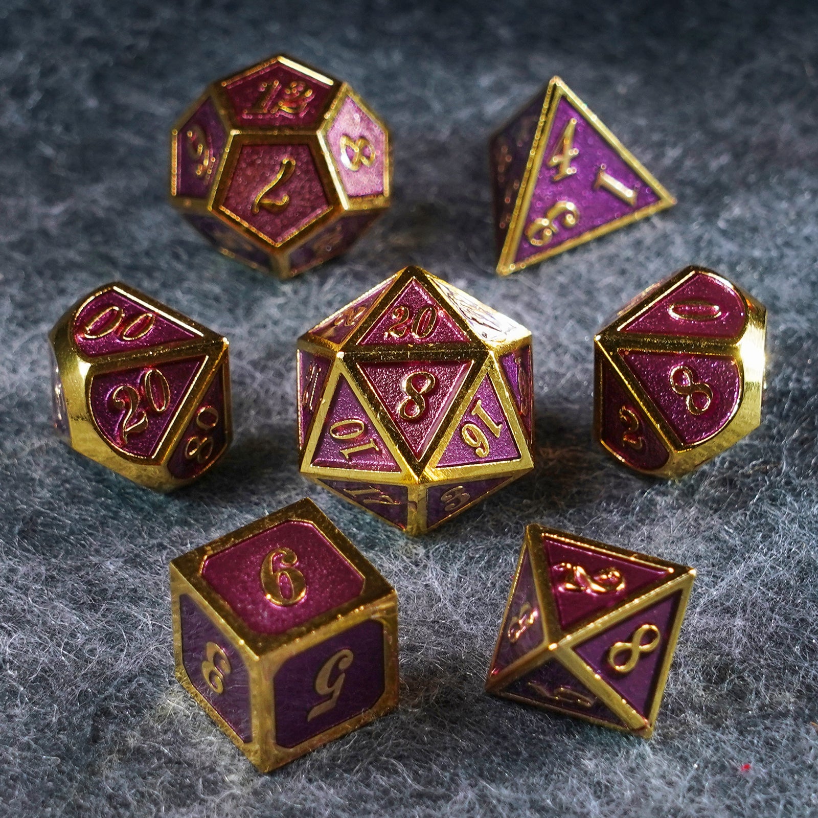 Red Queen Solid Metal Dice Set - DragonStone