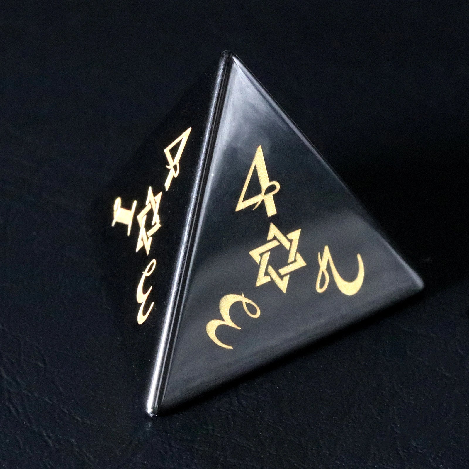 Sanskrit Magic Obsidian Engraved Gemstone Dice Set - DragonStone