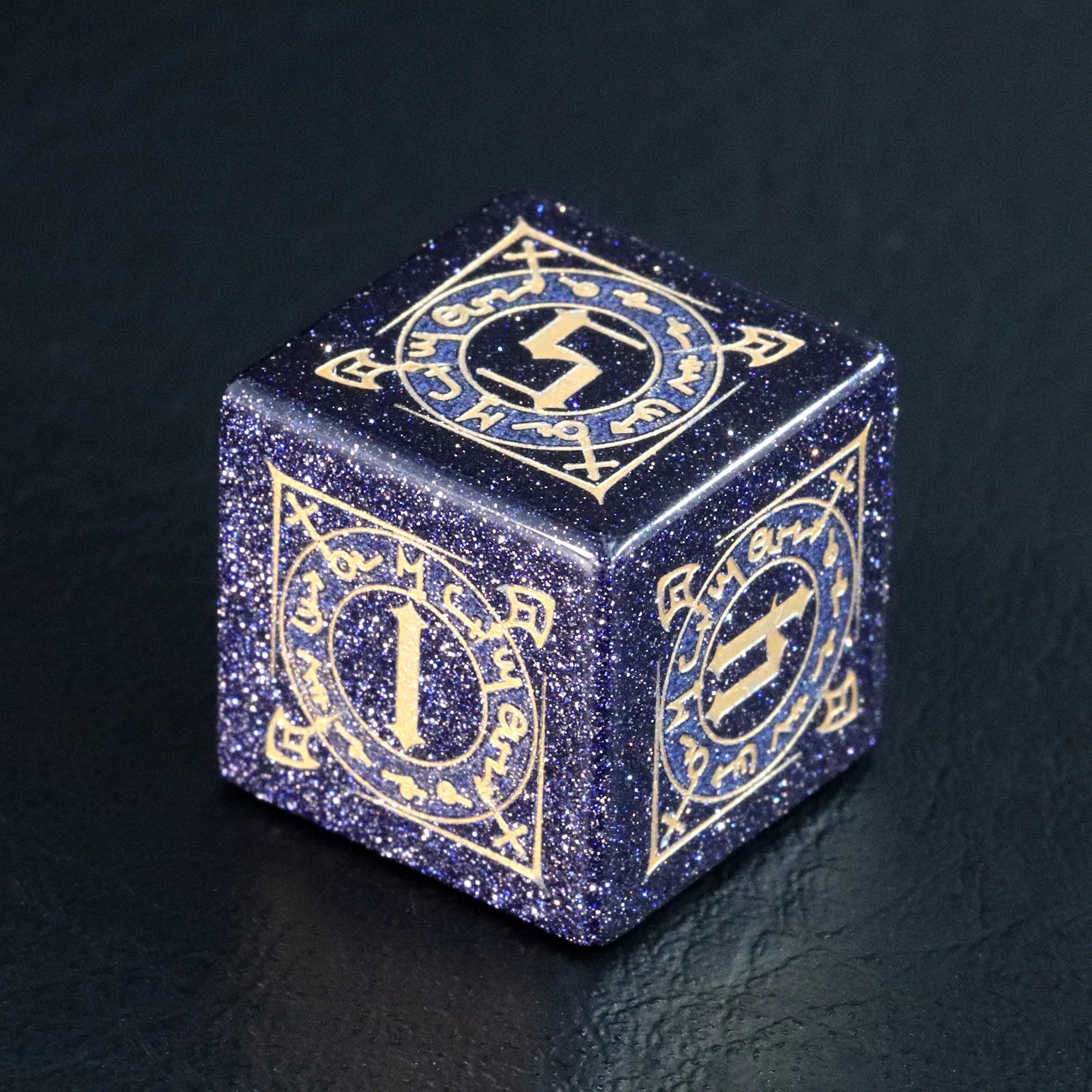The Sign of Azathoth Blue Sandstone Engraved Gemstone Dice Set
