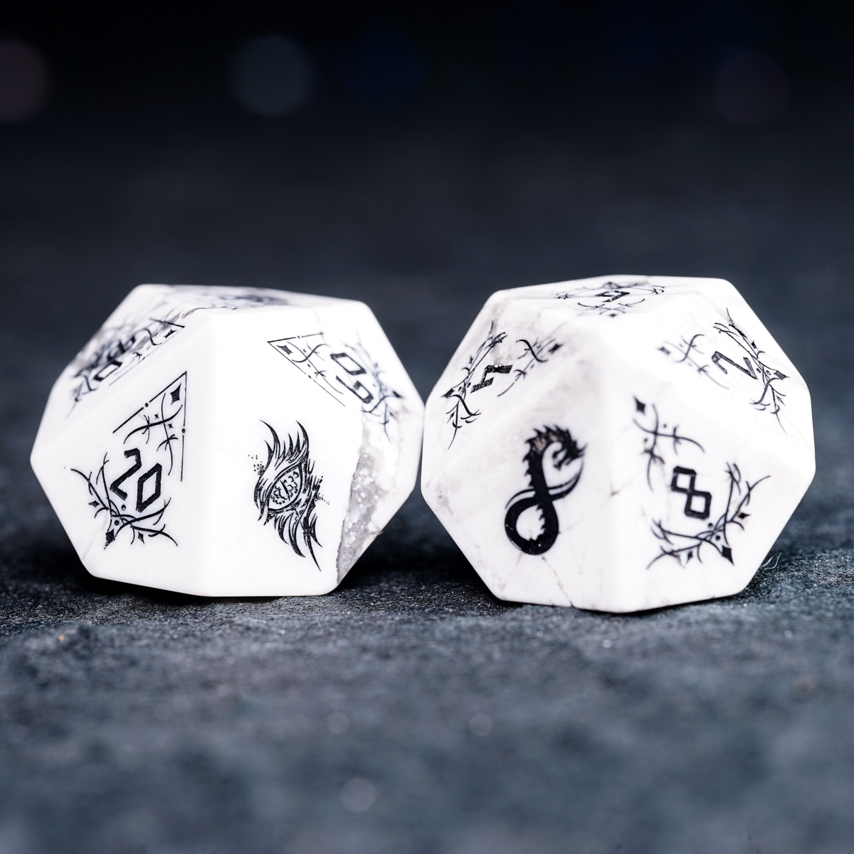 Dragon Seal Black Veined Turquoise Gemstone Dice Set - DragonStone