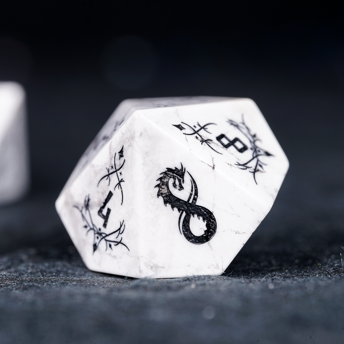 Dragon Seal Black Veined Turquoise Gemstone Dice Set - DragonStone