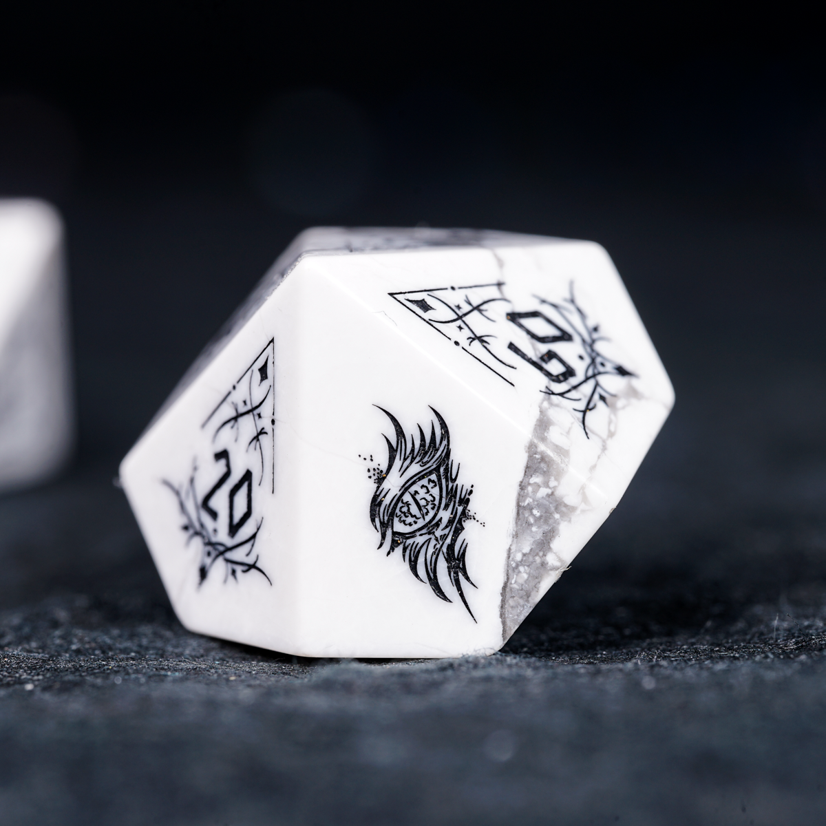 Dragon Seal Black Veined Turquoise Gemstone Dice Set - DragonStone