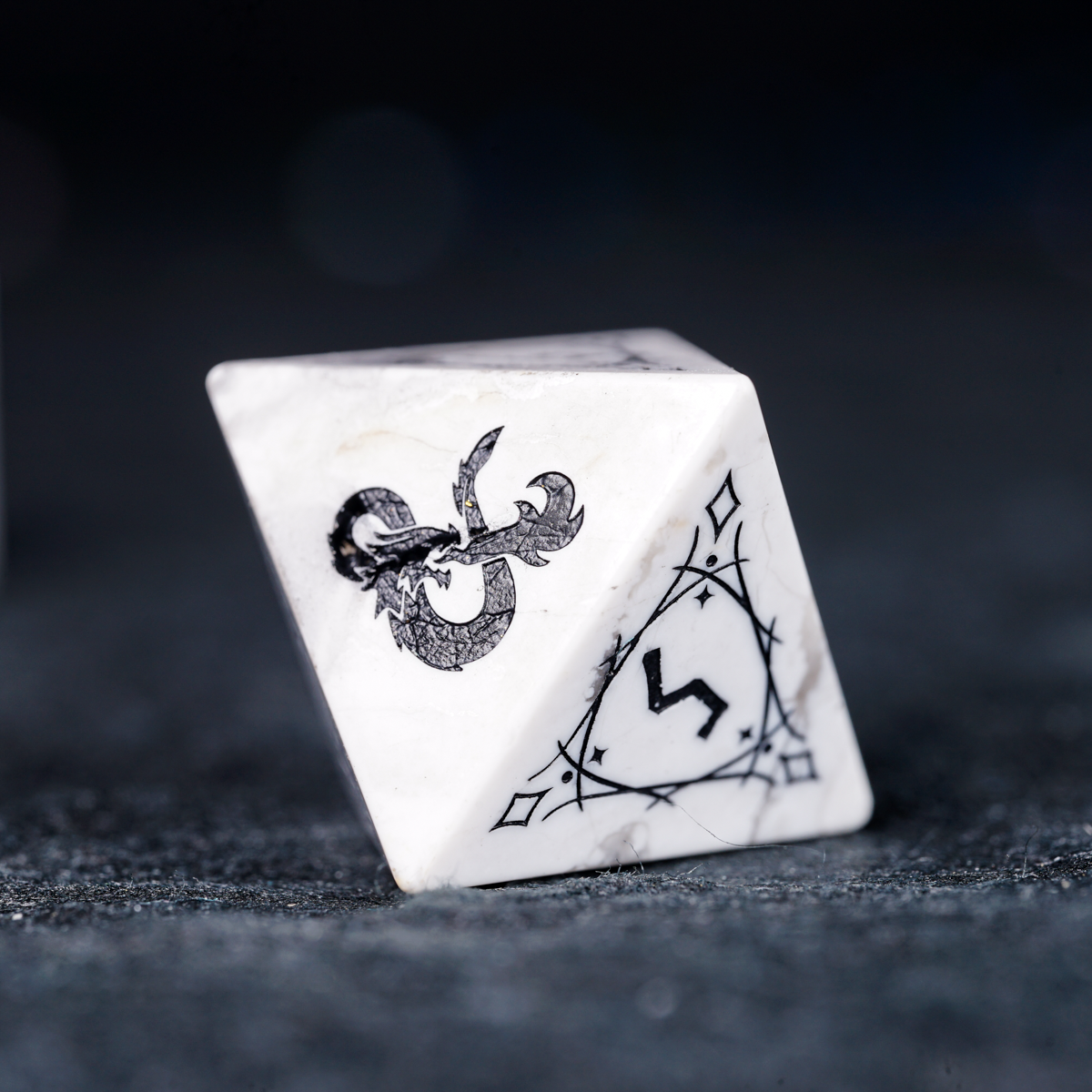Dragon Seal Black Veined Turquoise Gemstone Dice Set - DragonStone