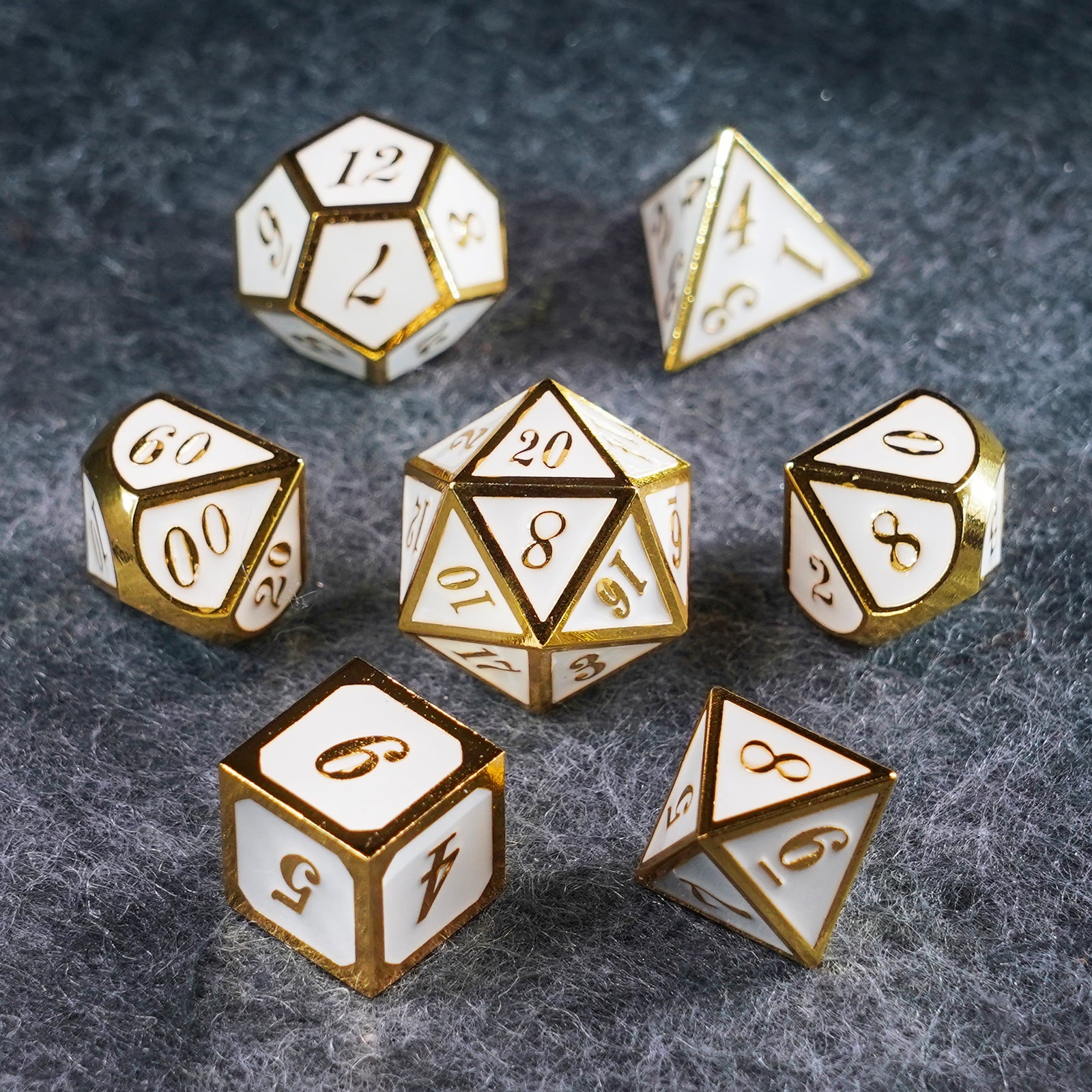 White Queen Solid Metal Dice Set - DragonStone