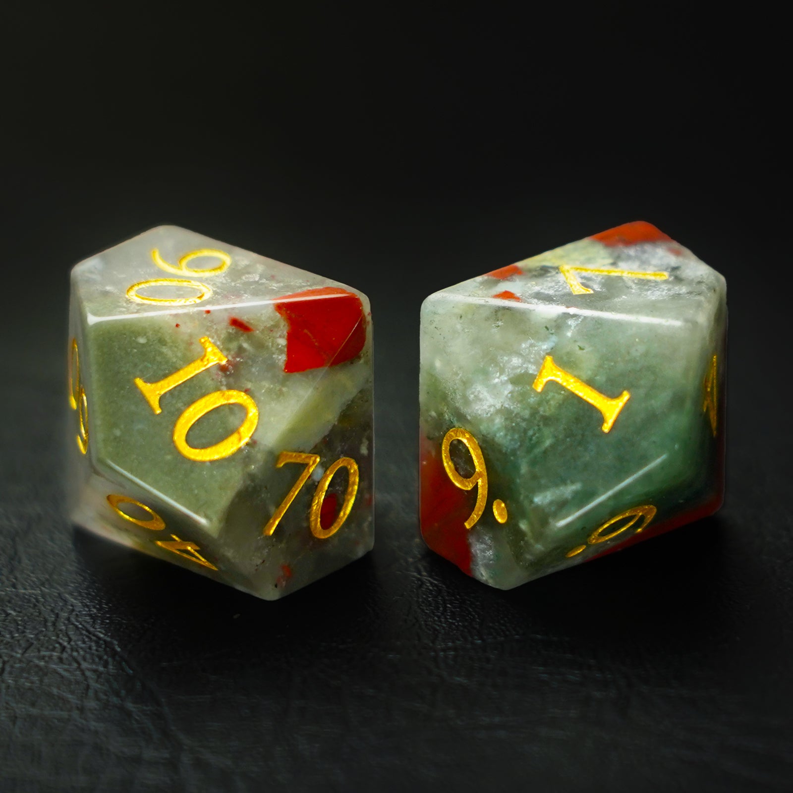DragonStone Logo D&D African Bloodstone Dice Set - DragonStone