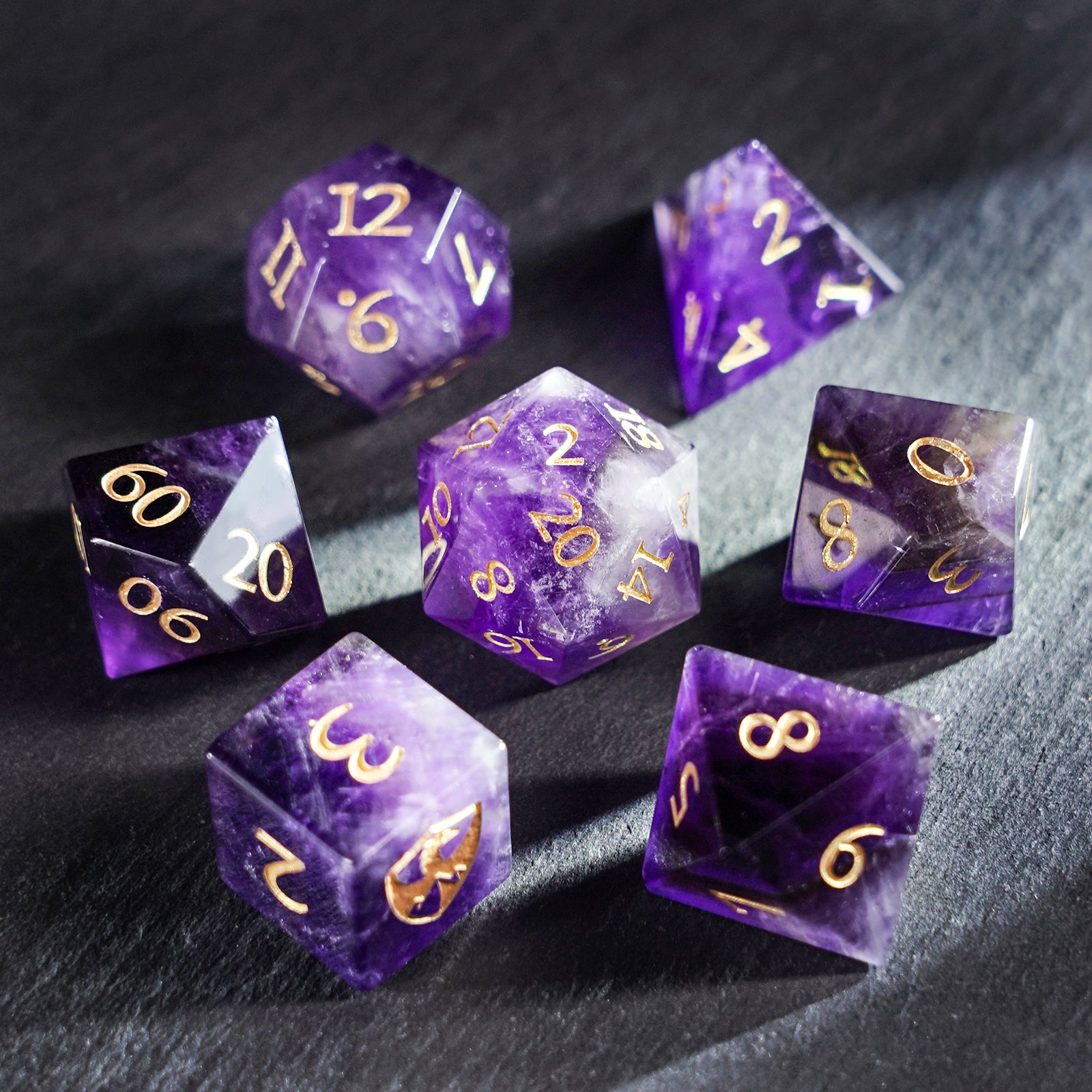 DragonStone Logo D&D Amethyst Dice Set - DragonStone
