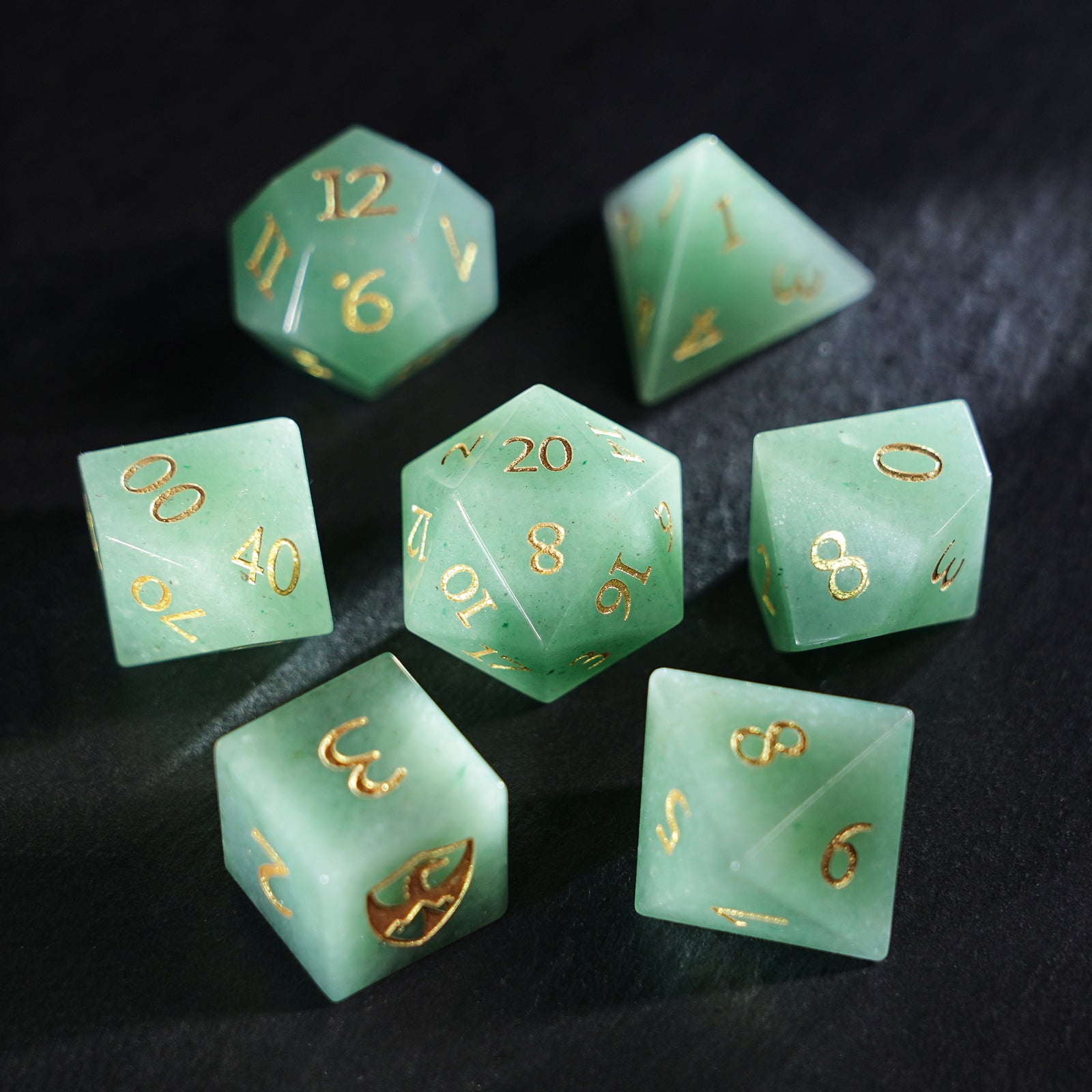 DragonStone Logo D&D Aventurine Dice Set - DragonStone