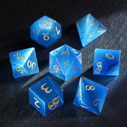 DragonStone Logo D&D Blue Cat’s Eye Dice Set - DragonStone