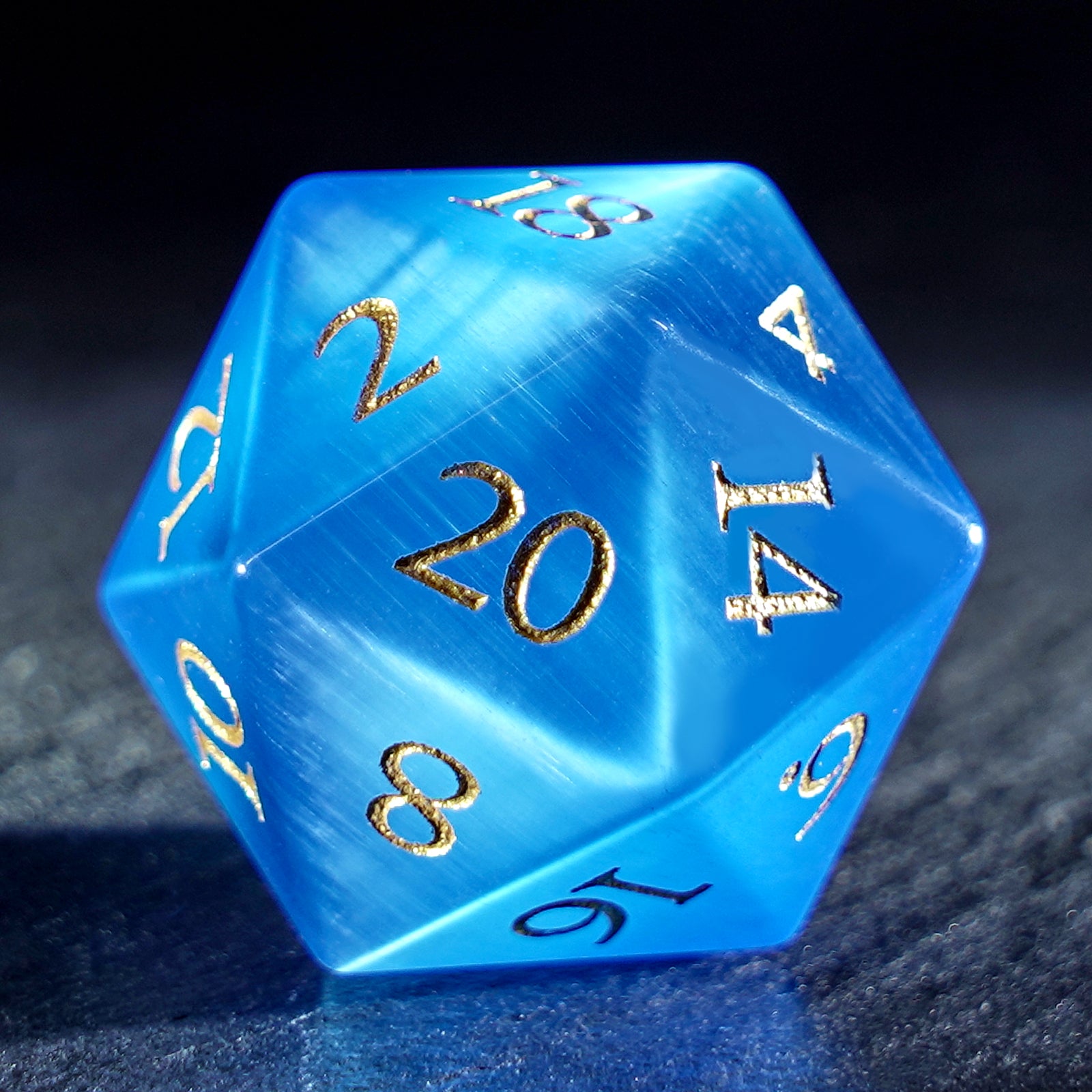 DragonStone Logo D&D Blue Cat’s Eye Dice Set - DragonStone