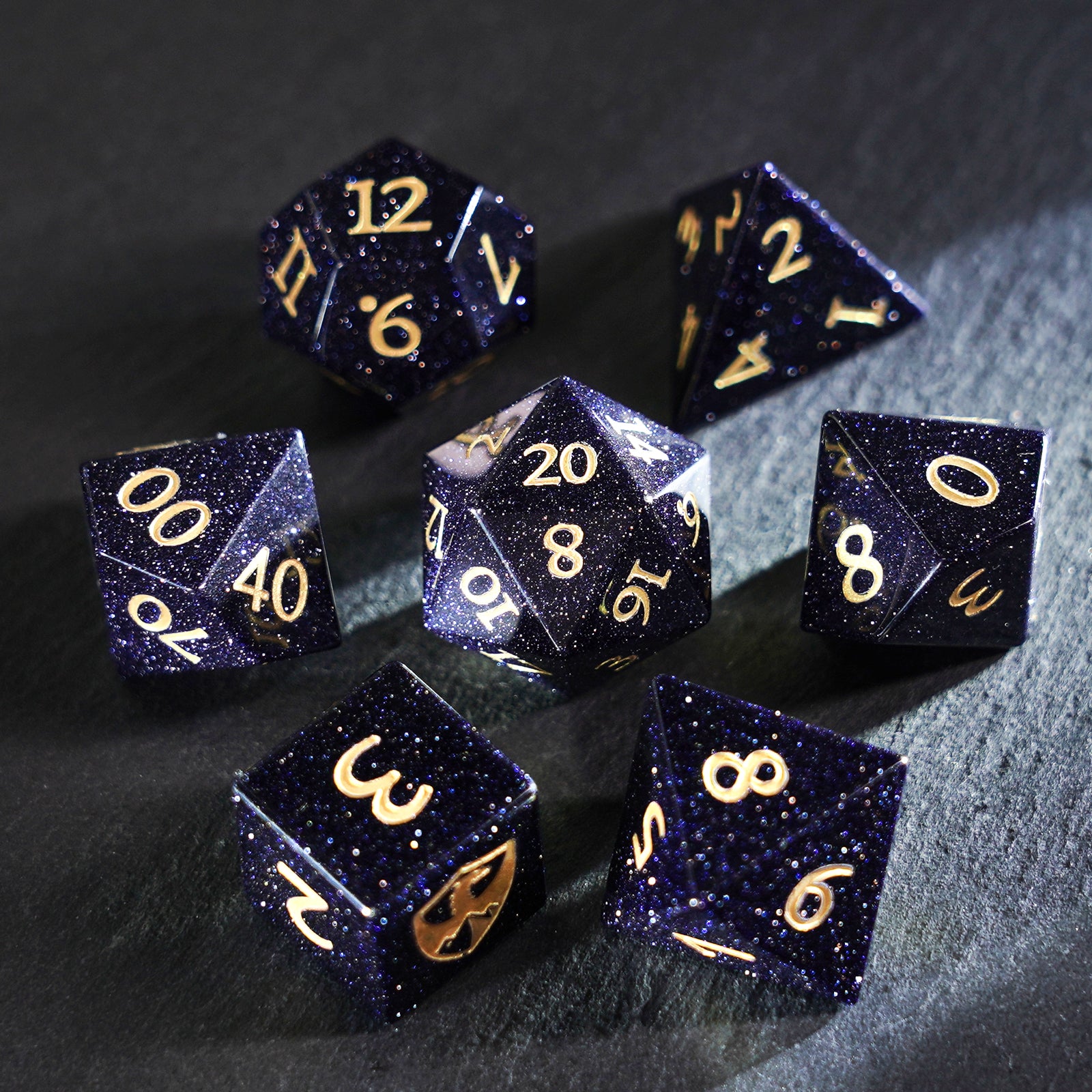DragonStone Logo D&D Blue Sandstone Dice Set - DragonStone