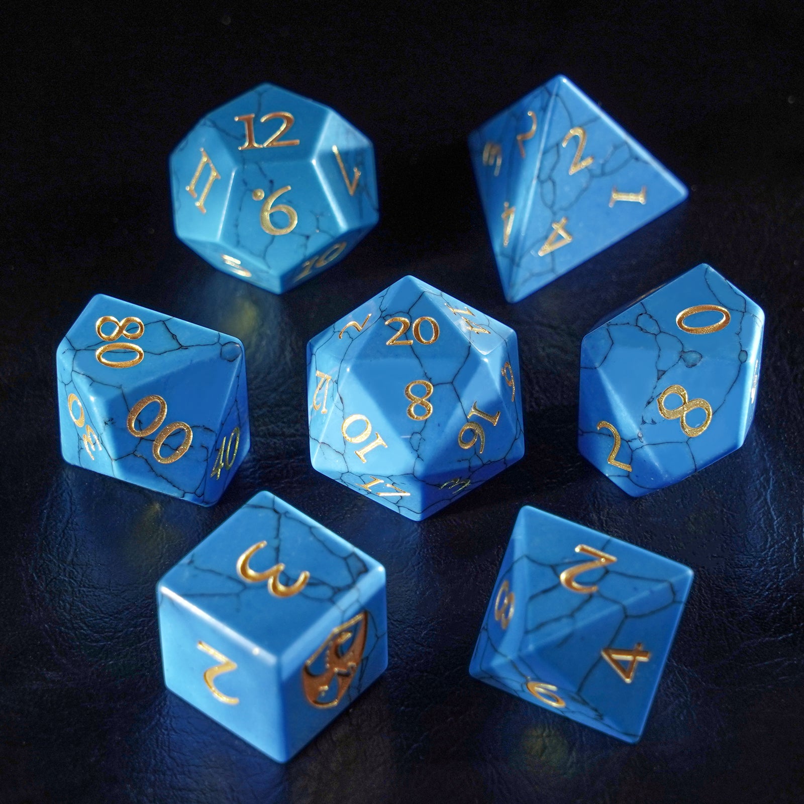 DragonStone Logo D&D Blue Turquoise Dice Set - DragonStone