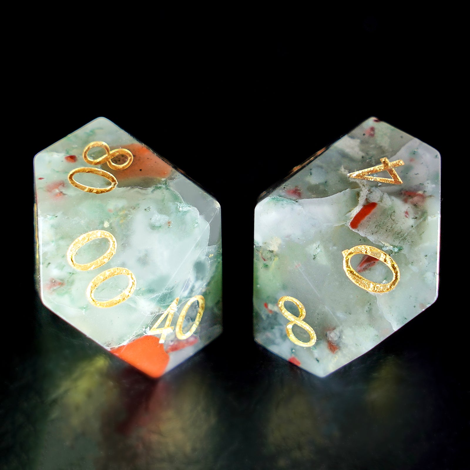 DragonStone Logo D&D Chinese Bloodstone Dice Set - DragonStone