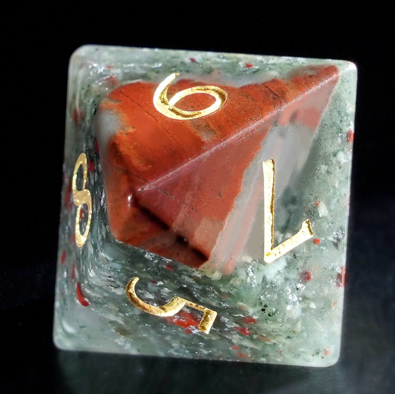 DragonStone Logo D&D Chinese Bloodstone Dice Set - DragonStone