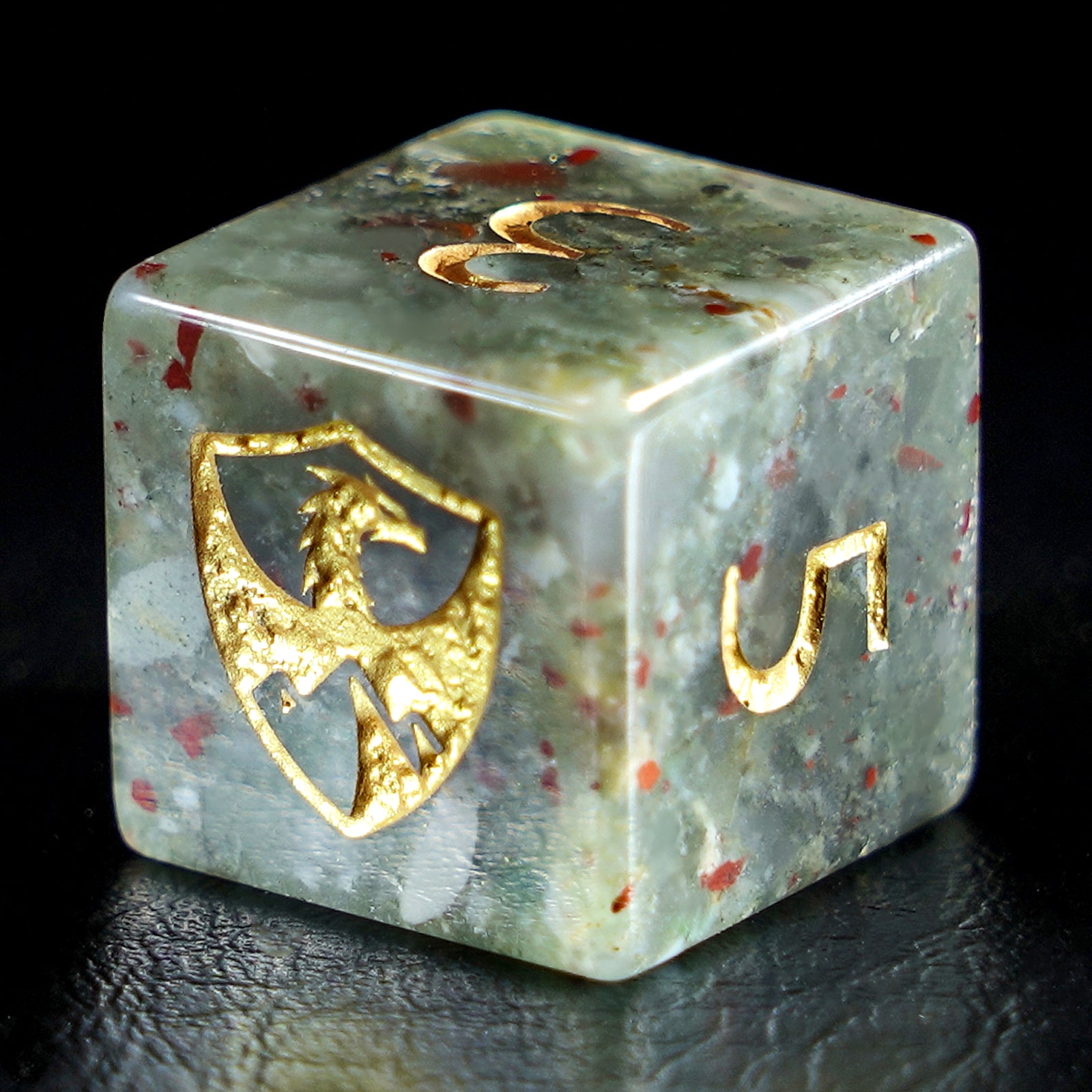 DragonStone Logo D&D Chinese Bloodstone Dice Set - DragonStone