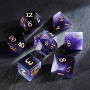 DragonStone Logo D&D Deep Purple Cat’s Eye Dice Set - DragonStone