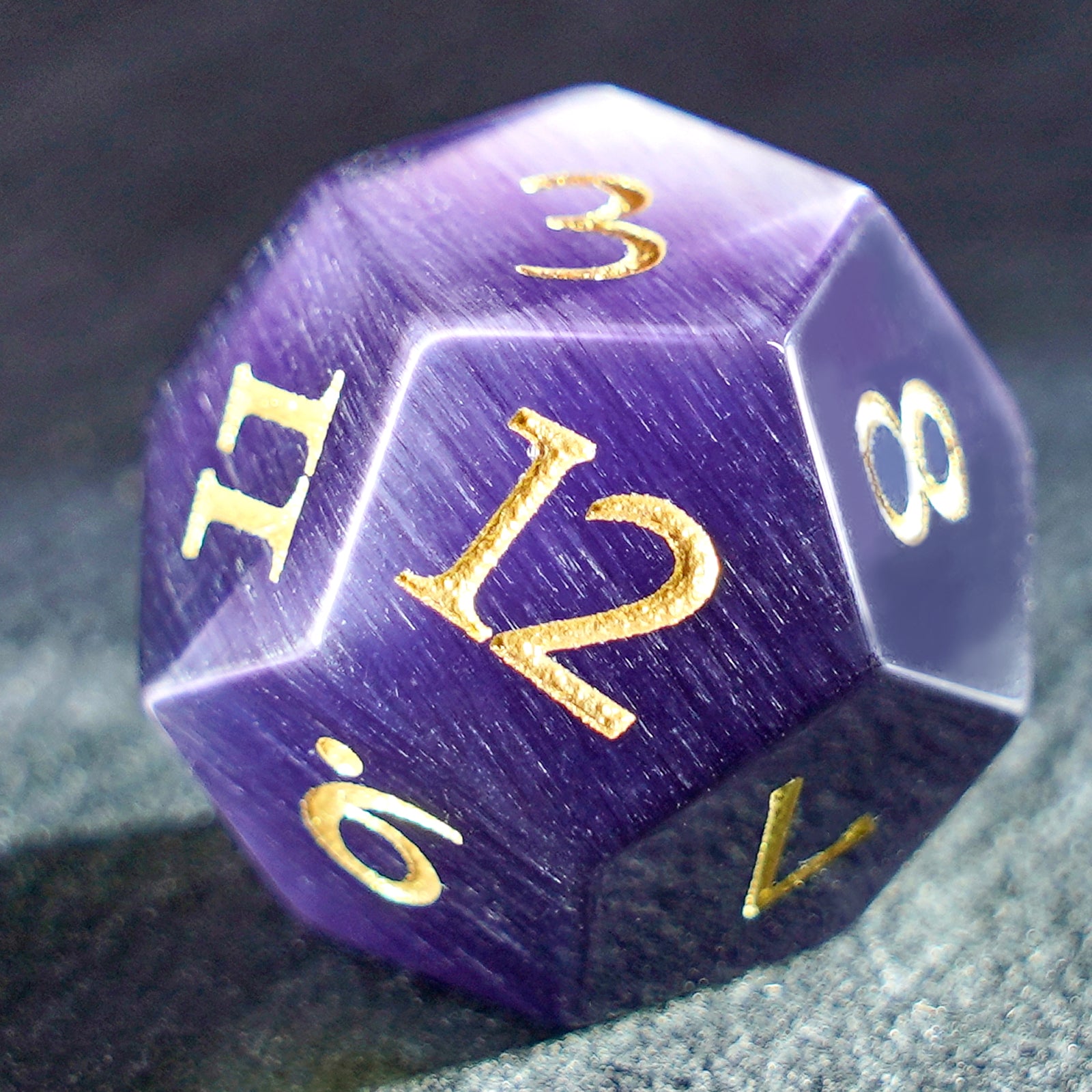 DragonStone Logo D&D Deep Purple Cat’s Eye Dice Set - DragonStone