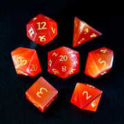 DragonStone Logo D&D Red Cat's Eye Gemstone Dice Set