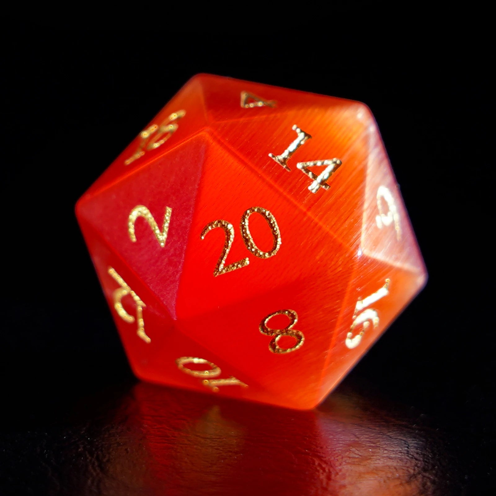 DragonStone Logo D&D Red Cat's Eye Gemstone Dice Set
