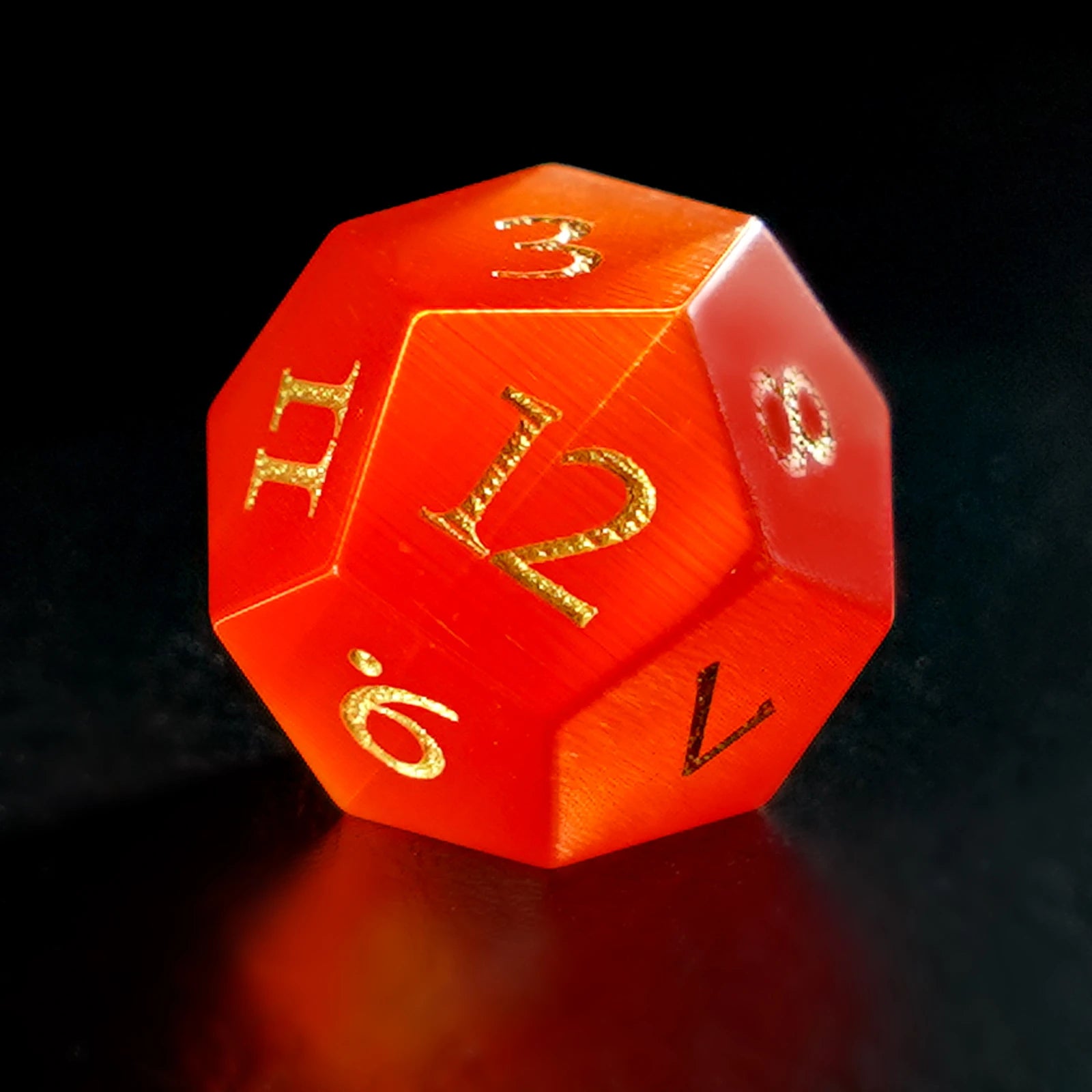DragonStone Logo D&D Red Cat's Eye Gemstone Dice Set