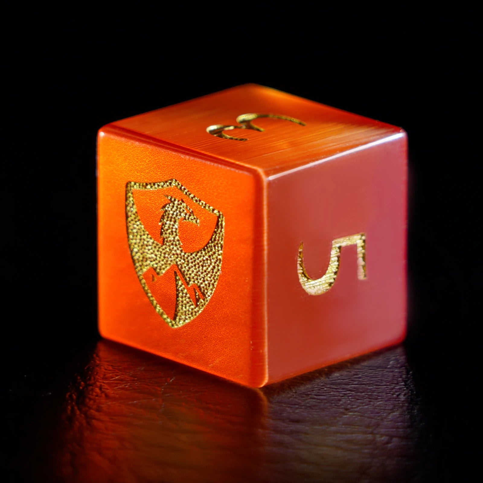 DragonStone Logo D&D Red Cat's Eye Gemstone Dice Set