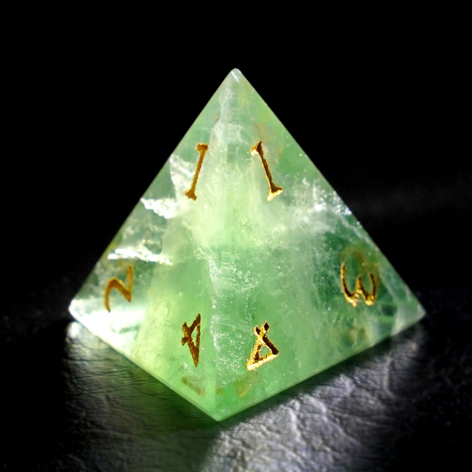 DragonStone Logo D&D Green Fluorite Engraved Gemstone Dice Set