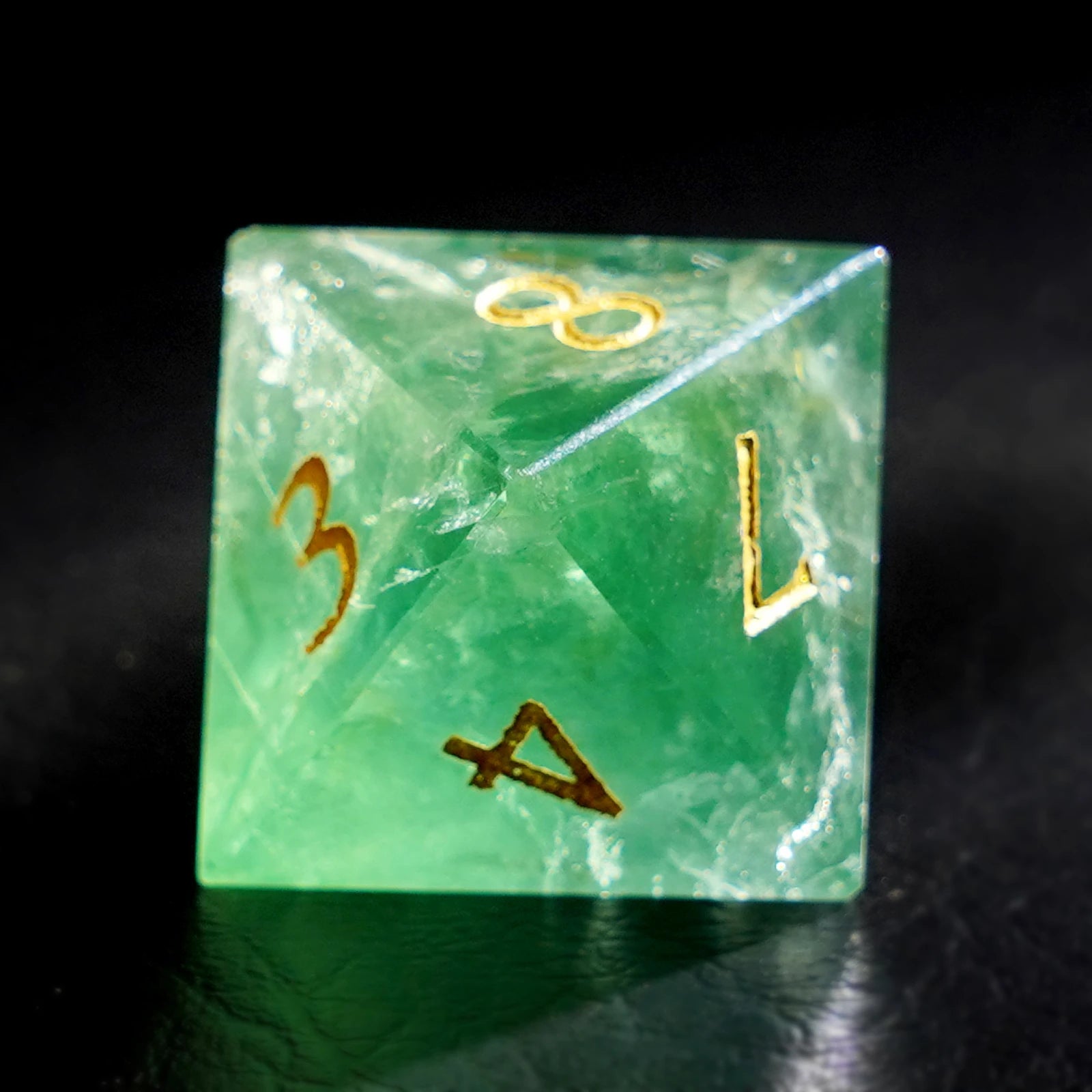 DragonStone Logo D&D Green Fluorite Engraved Gemstone Dice Set