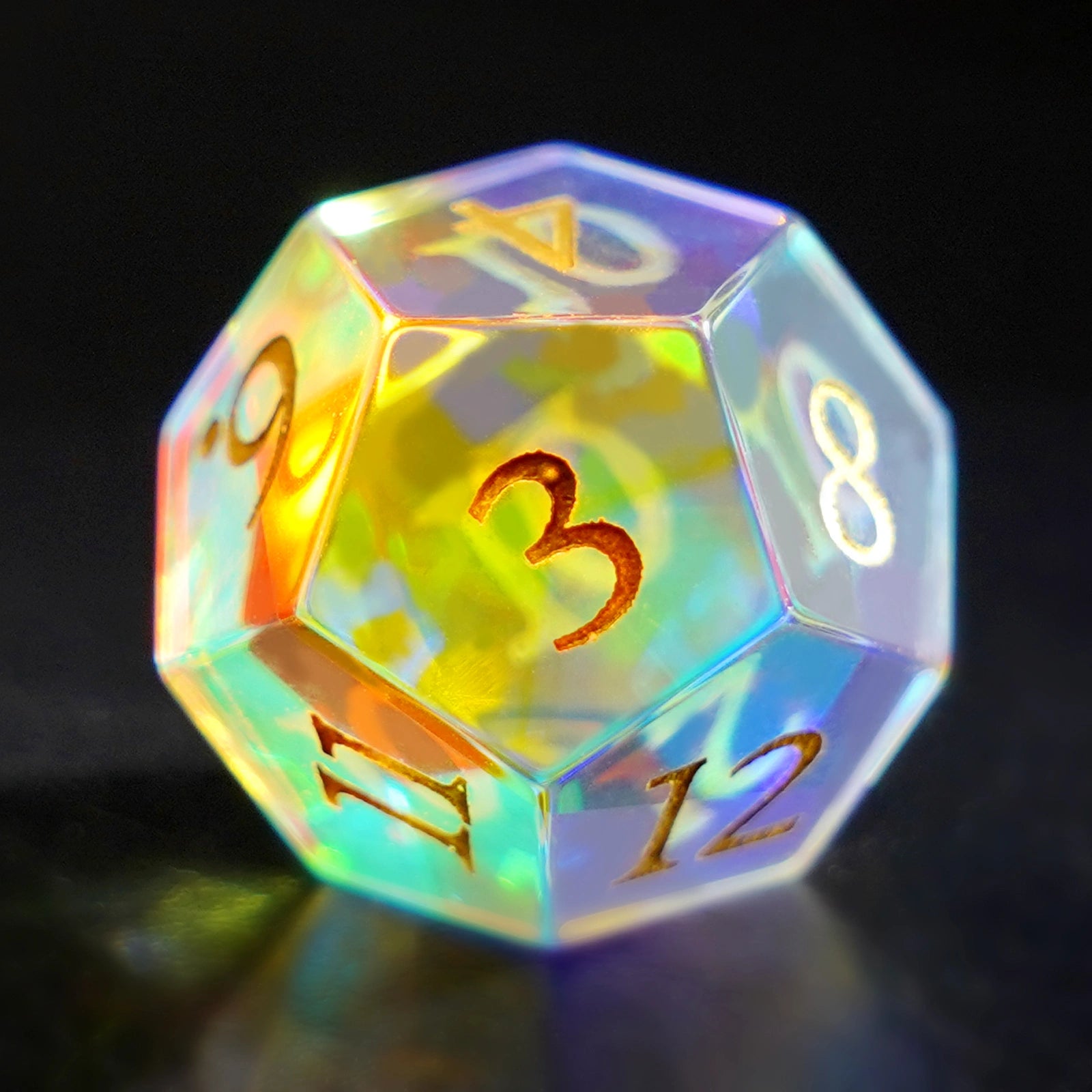 DragonStone Logo D&D K9 Engraved Dichroic Prism Glass Dice Set - DragonStone