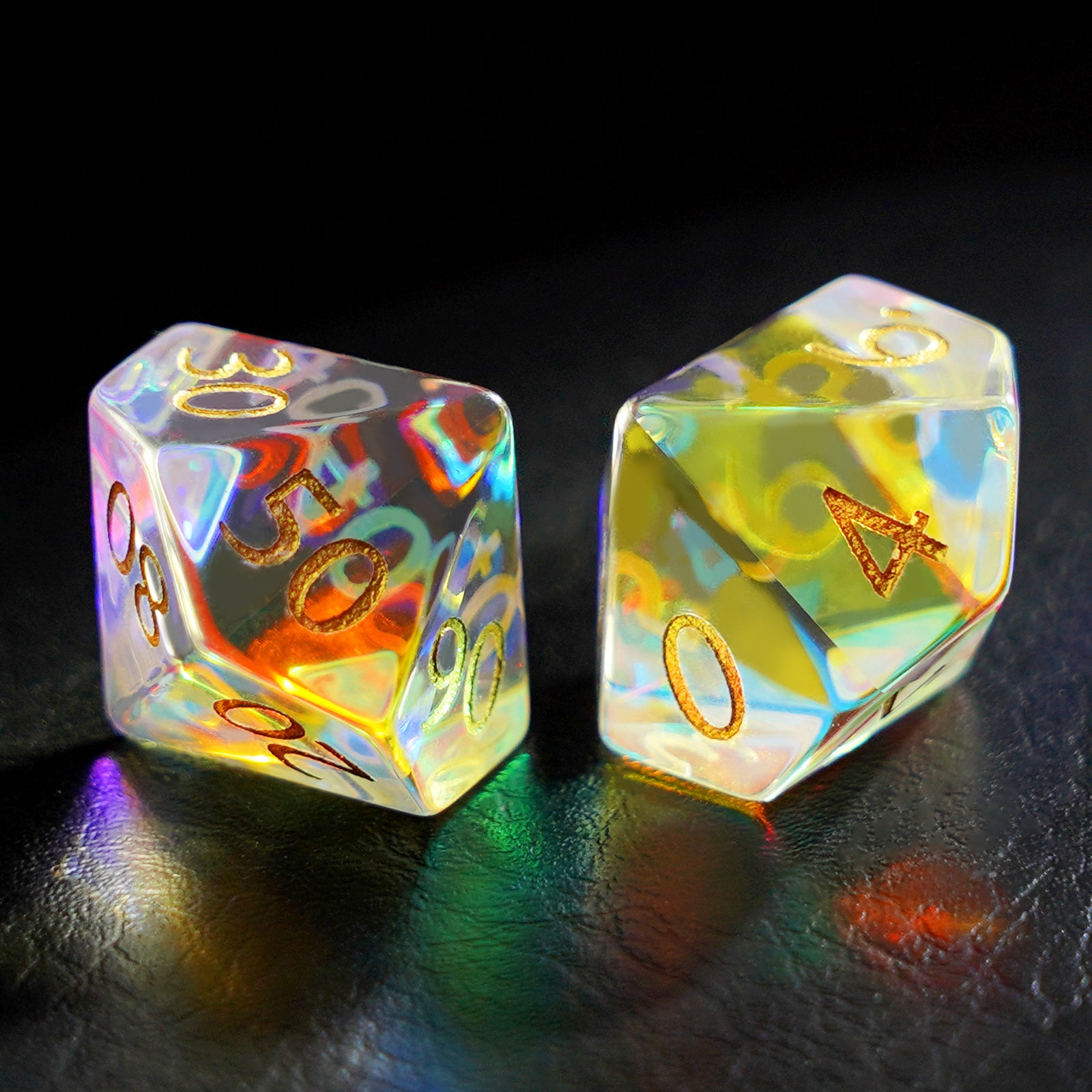 DragonStone Logo D&D K9 Engraved Dichroic Prism Glass Dice Set - DragonStone