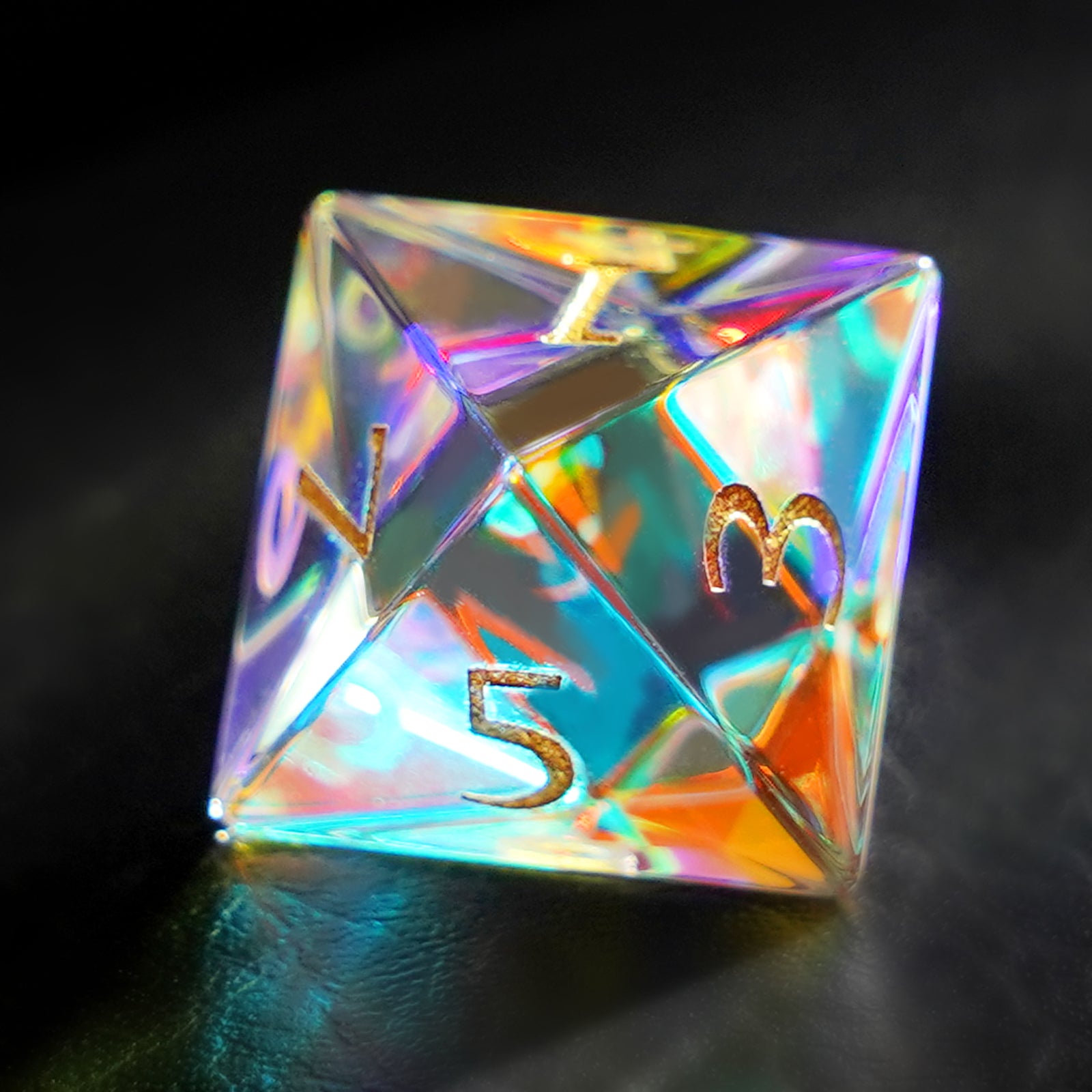 DragonStone Logo D&D K9 Engraved Dichroic Prism Glass Dice Set - DragonStone