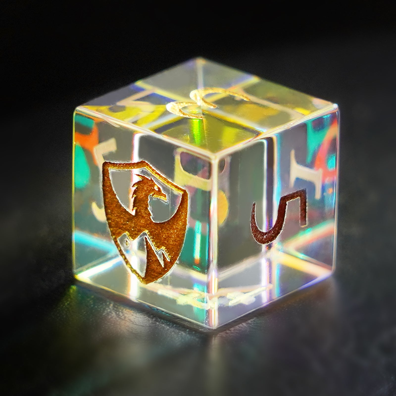 DragonStone Logo D&D K9 Engraved Dichroic Prism Glass Dice Set - DragonStone