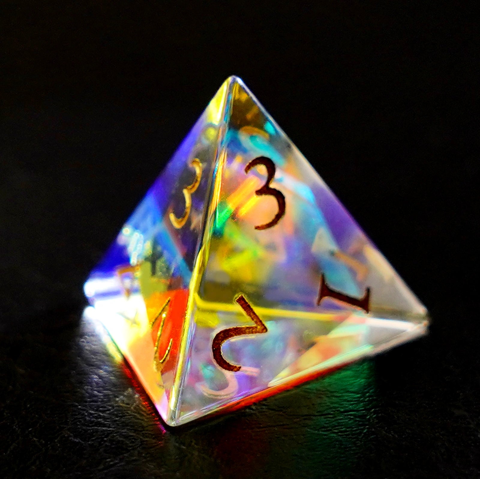 DragonStone Logo D&D K9 Engraved Dichroic Prism Glass Dice Set - DragonStone