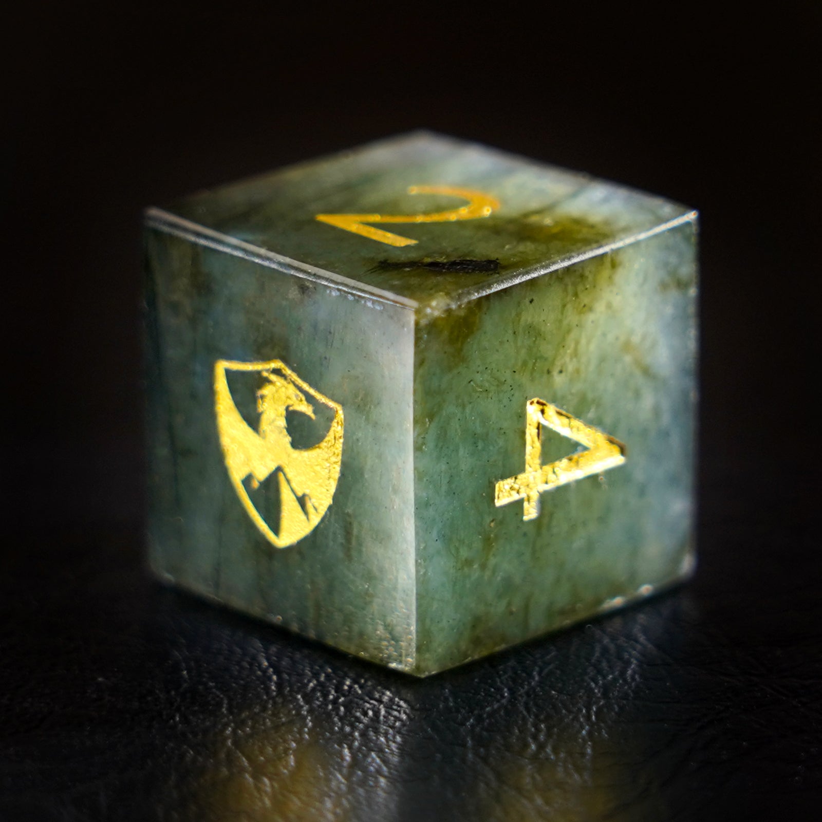 DragonStone Logo D&D Labradorite Engraved Gemstone Dice Set - DragonStone