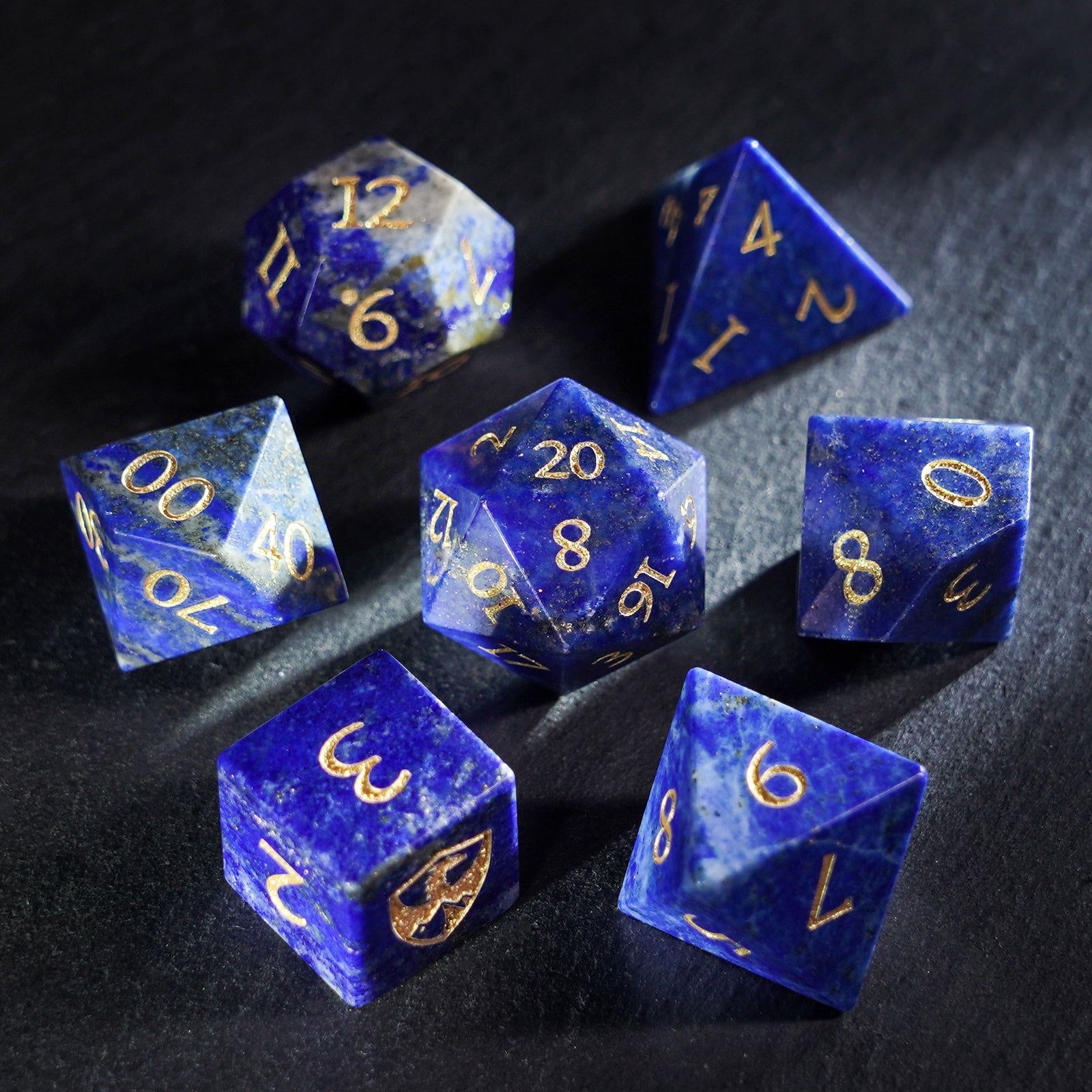 DragonStone Logo D&D Lapis Lazuli Dice Set - DragonStone