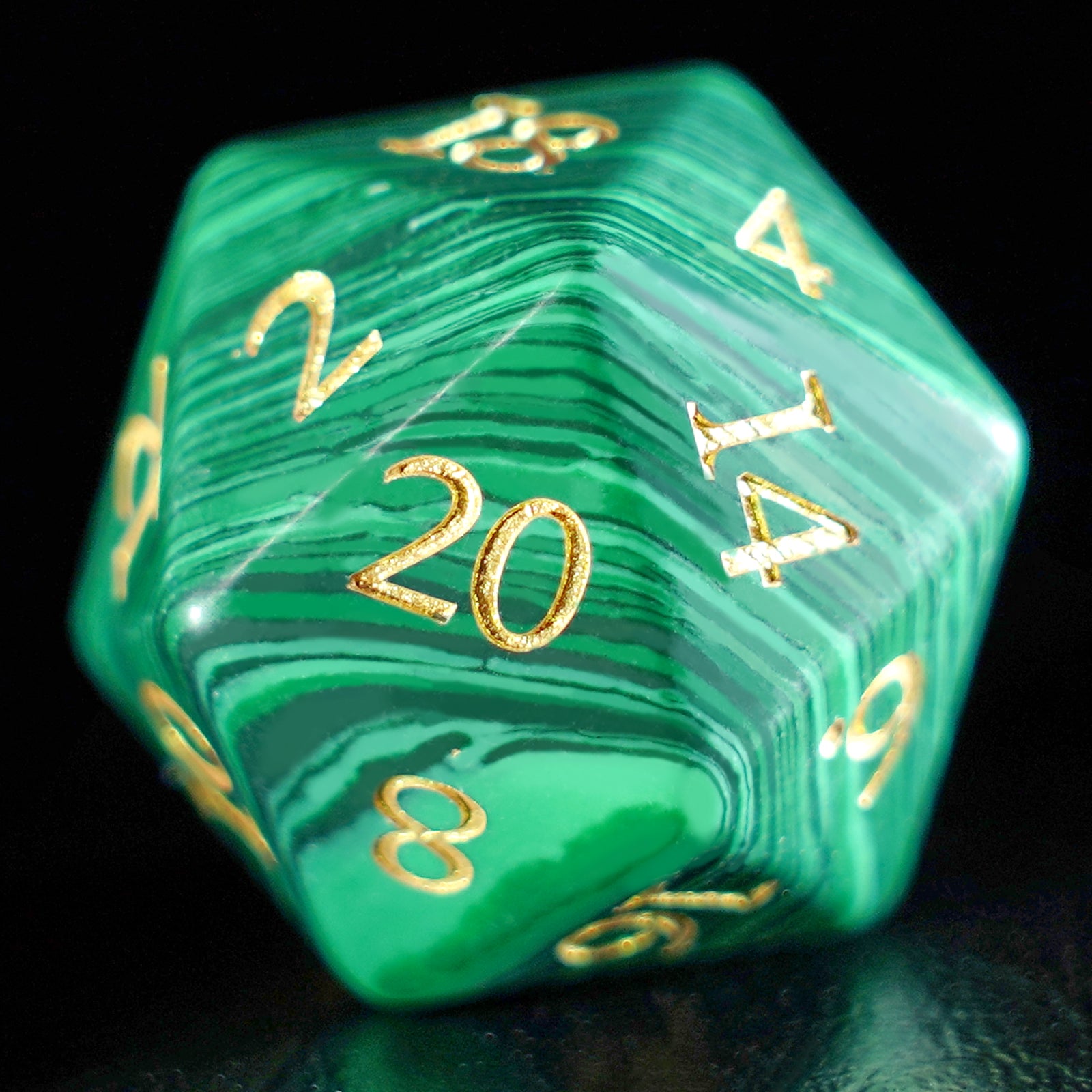 DragonStone Logo D&D Malachite Gemstone Dice Set - DragonStone