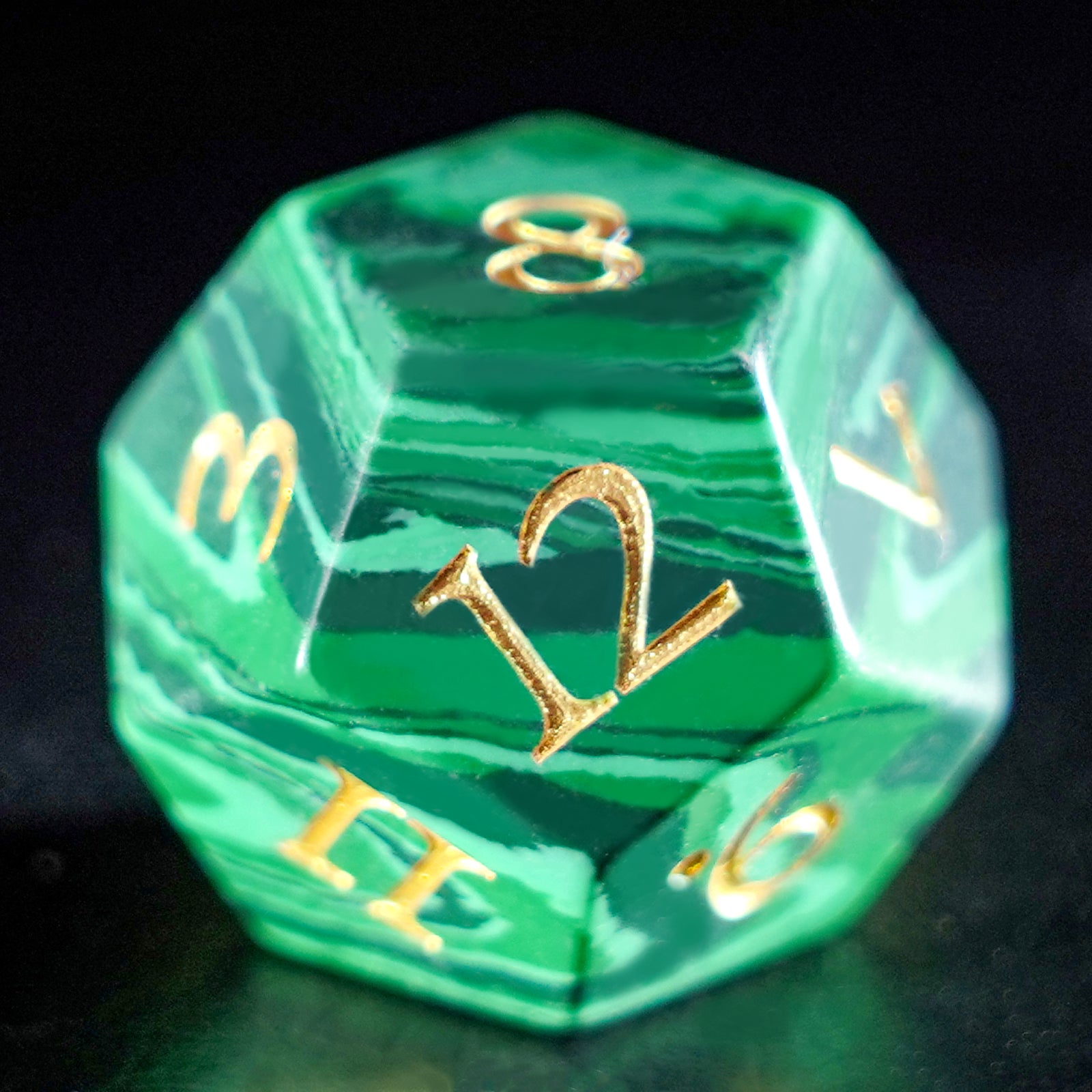 DragonStone Logo D&D Malachite Gemstone Dice Set - DragonStone