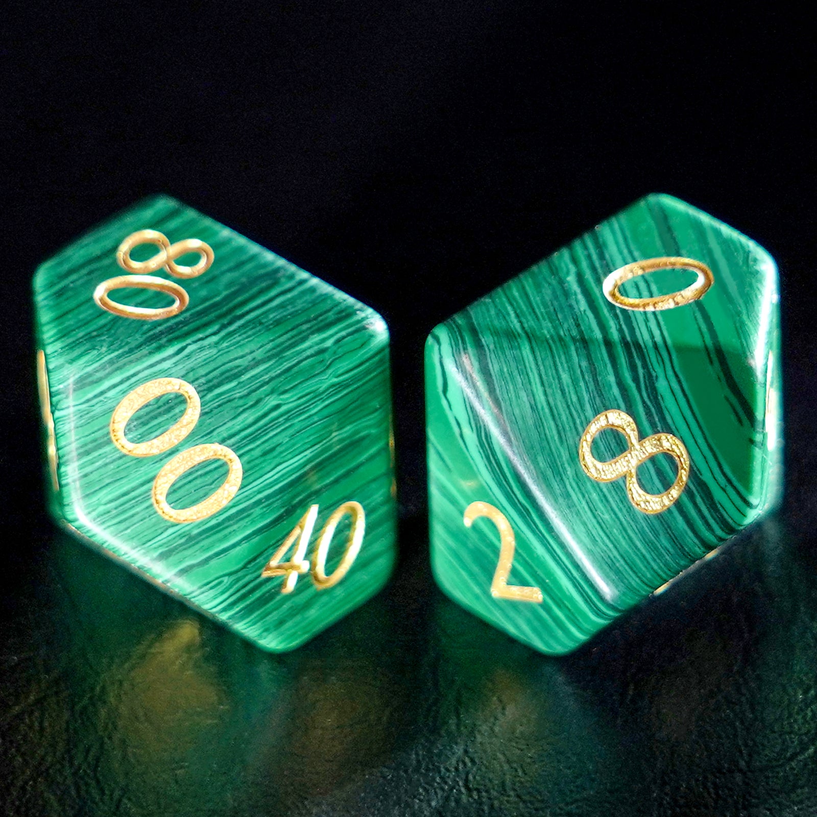 DragonStone Logo D&D Malachite Gemstone Dice Set - DragonStone