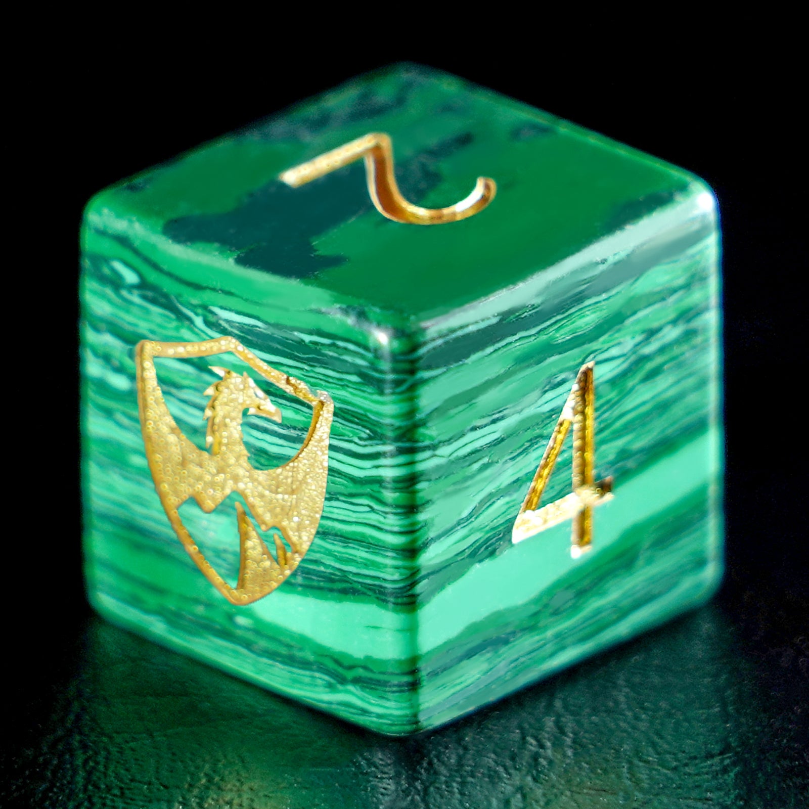 DragonStone Logo D&D Malachite Gemstone Dice Set - DragonStone