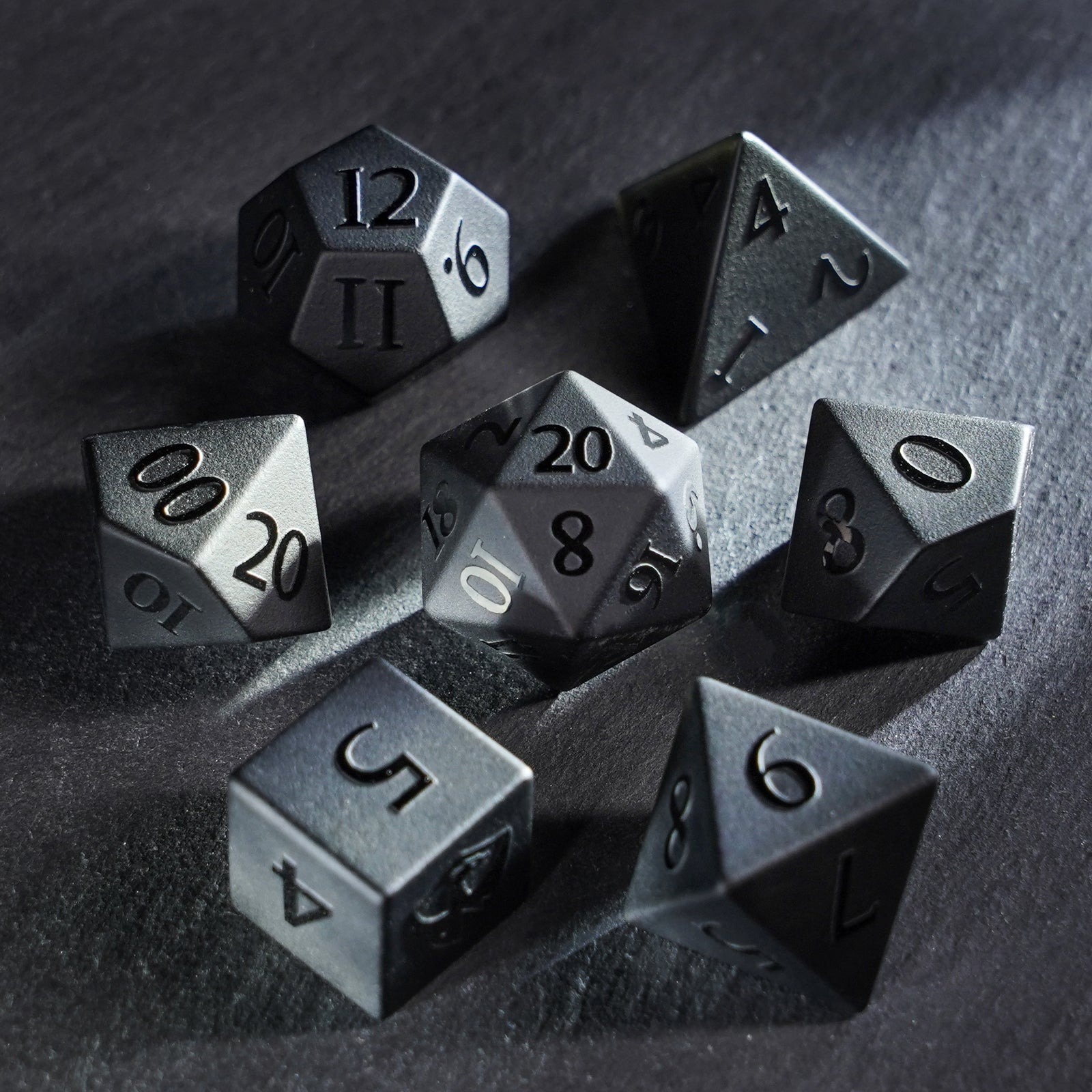 DragonStone Logo D&D Matte Obsidian Dice Set - DragonStone