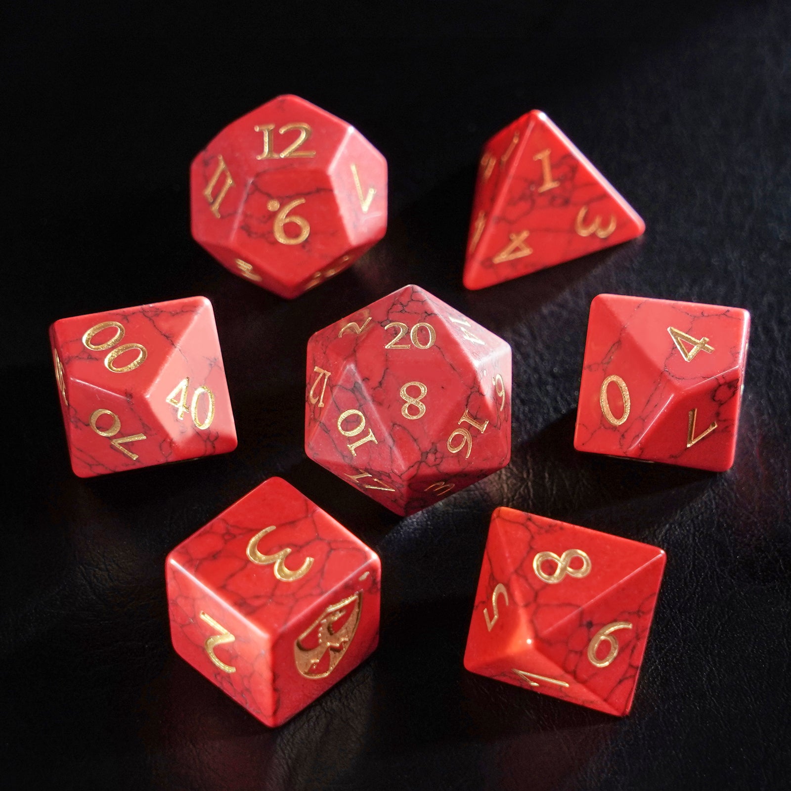 DragonStone Logo D&D Red Turquoise Dice Set - DragonStone
