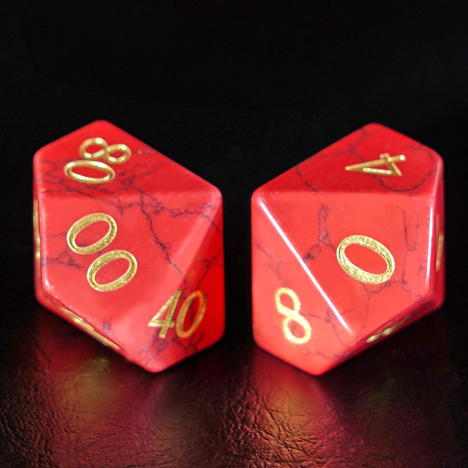 DragonStone Logo D&D Red Turquoise Dice Set - DragonStone
