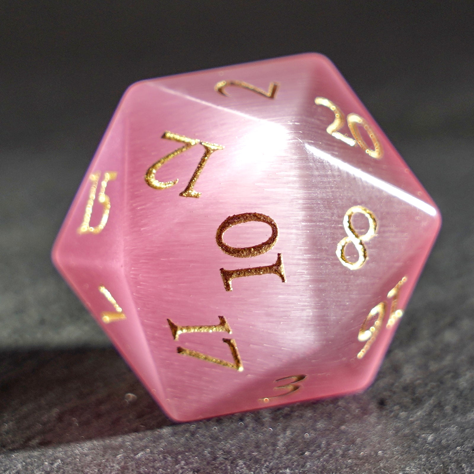 DragonStone Logo D&D Pink Cat's Eye Dice Set - DragonStone